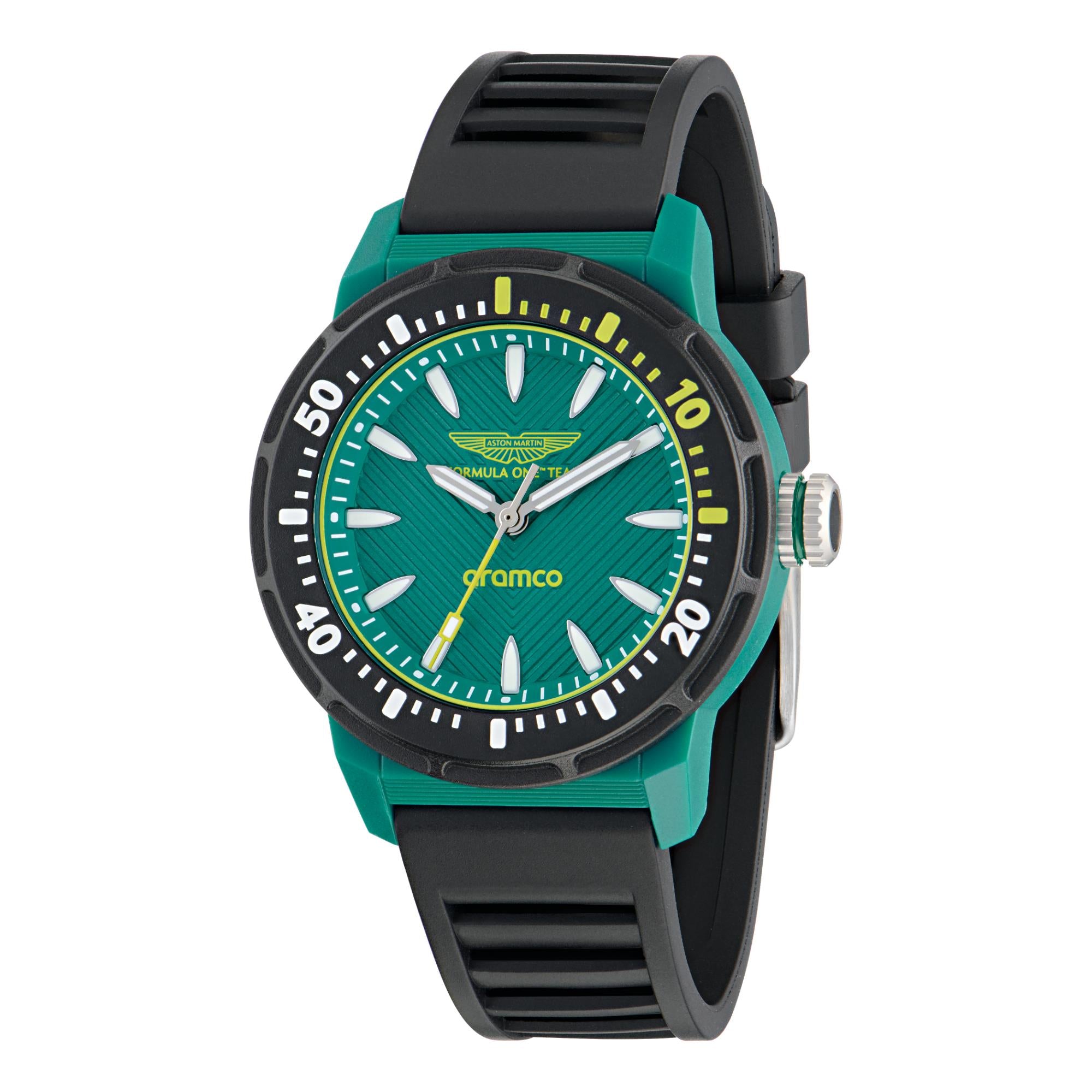 Aston Martin Formula 1 Quartz Green Dial Silicone Strap Unisex Watch MTFK1F502