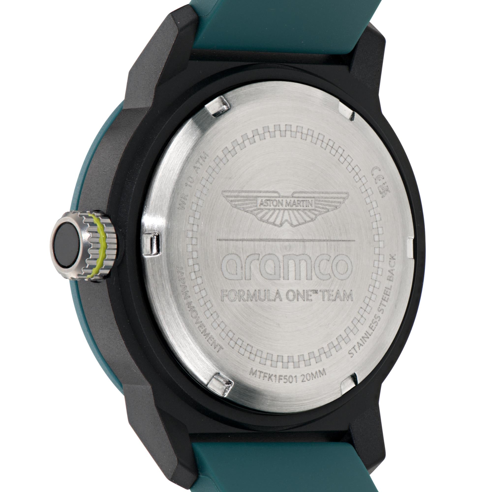 Aston Martin Aramco Formula One Team Yellow Dial Podium Green Silicone Strap Unisex Watch MTFK1F501