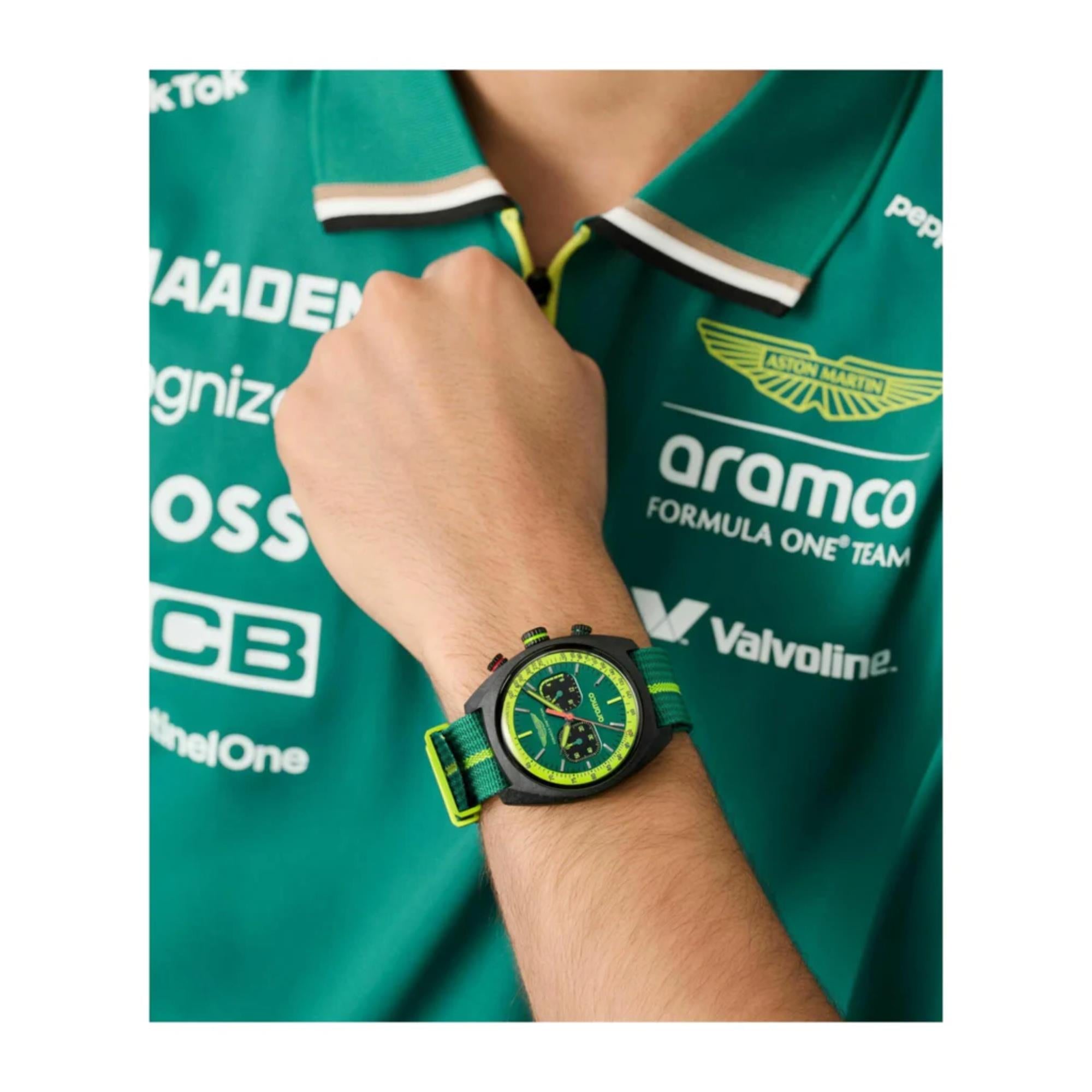 Aston Martin Formula 1 Quartz Chronograph Green Dial Nato Strap Men's Watch MTFD1F501