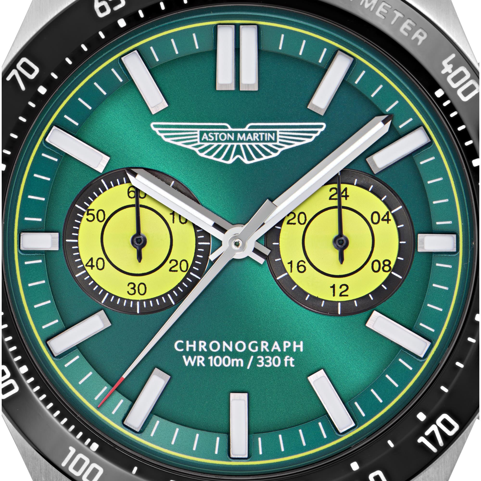 Aston Martin AML Icon Quartz Chronograph Green Dial Steel Strap Men's Watch MTIS1F502