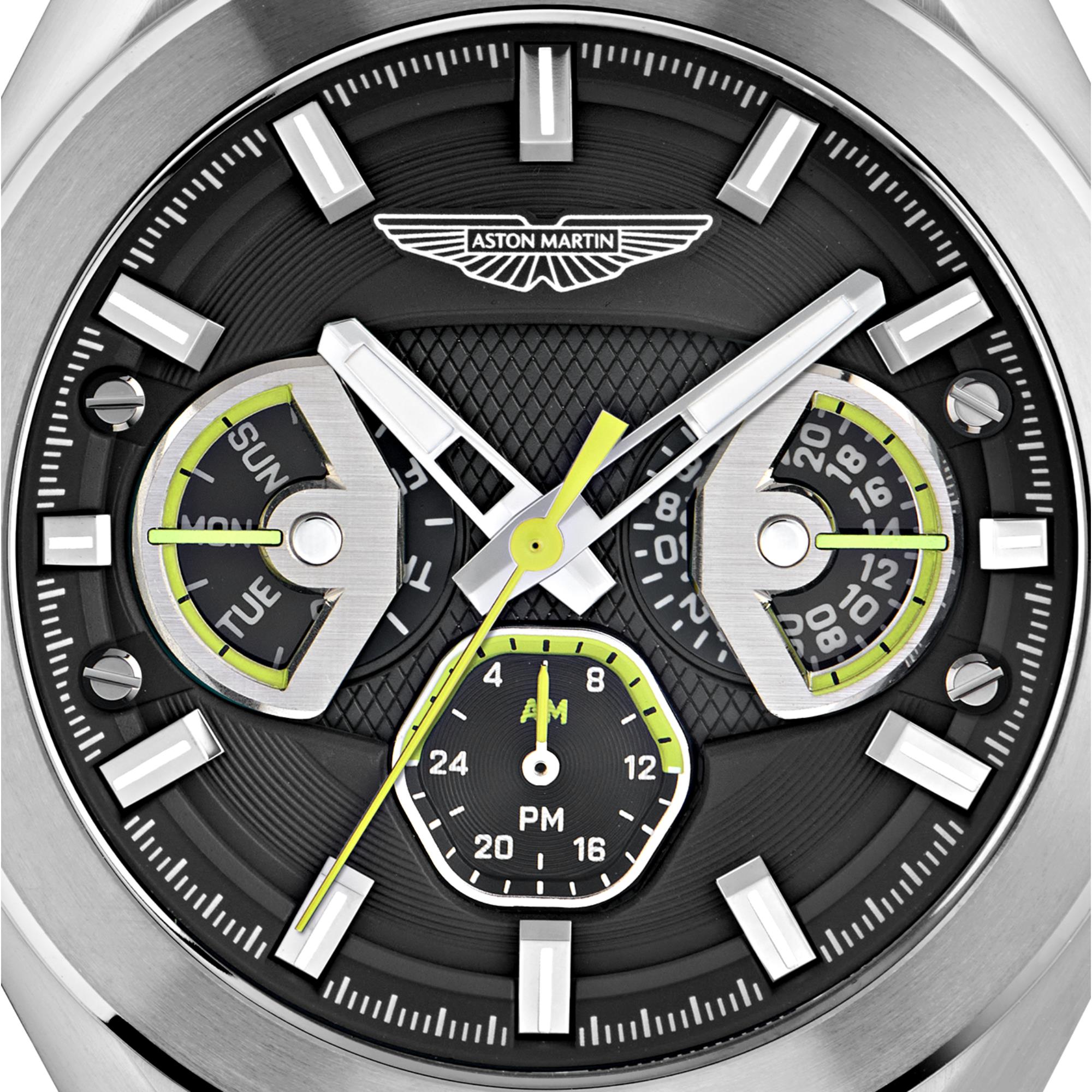 Aston Martin AML Thrill Quartz Chronograph Black Dial Steel Strap Unisex Watch MTRI1F505