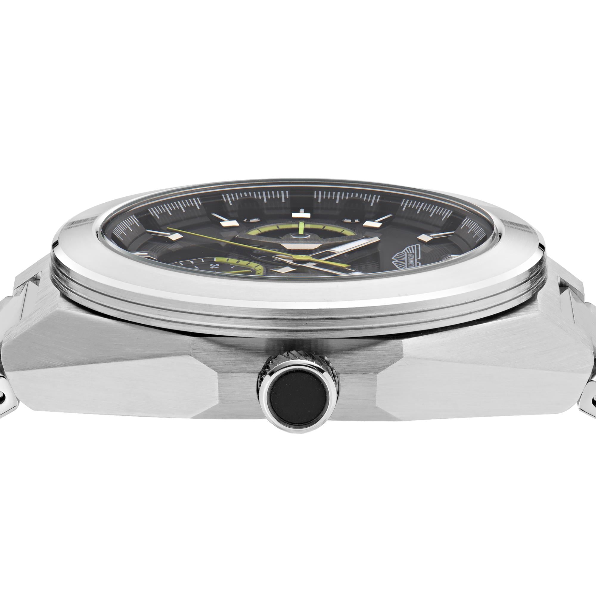 Aston Martin AML Thrill Quartz Chronograph Black Dial Steel Strap Unisex Watch MTRI1F505