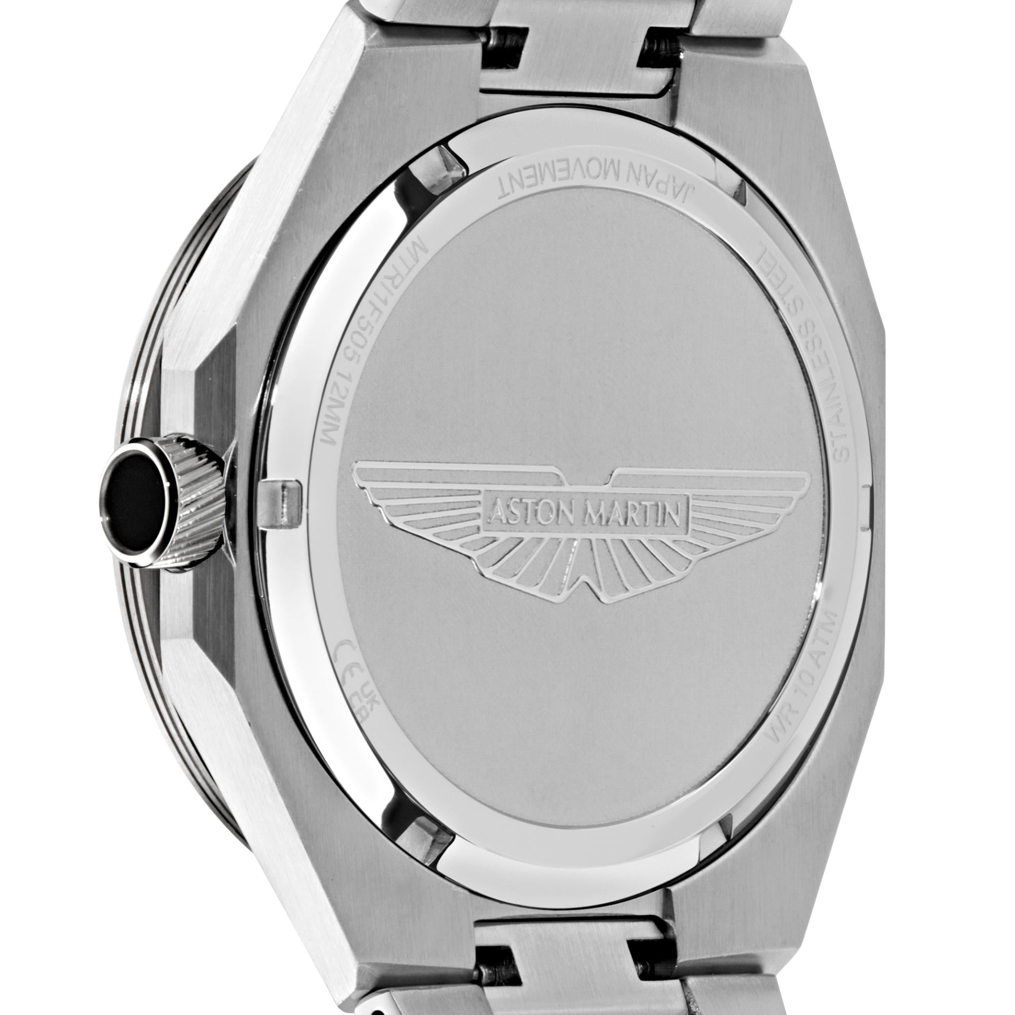 Aston Martin AML Thrill Quartz Chronograph Black Dial Steel Strap Unisex Watch MTRI1F505