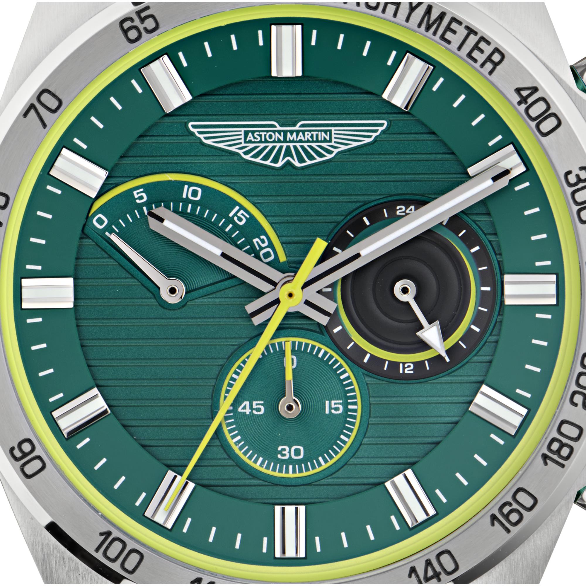 Aston Martin AML Thrill  Quartz Chronograph Green Dial Silicone Strap Men's Watch MTRH1F502