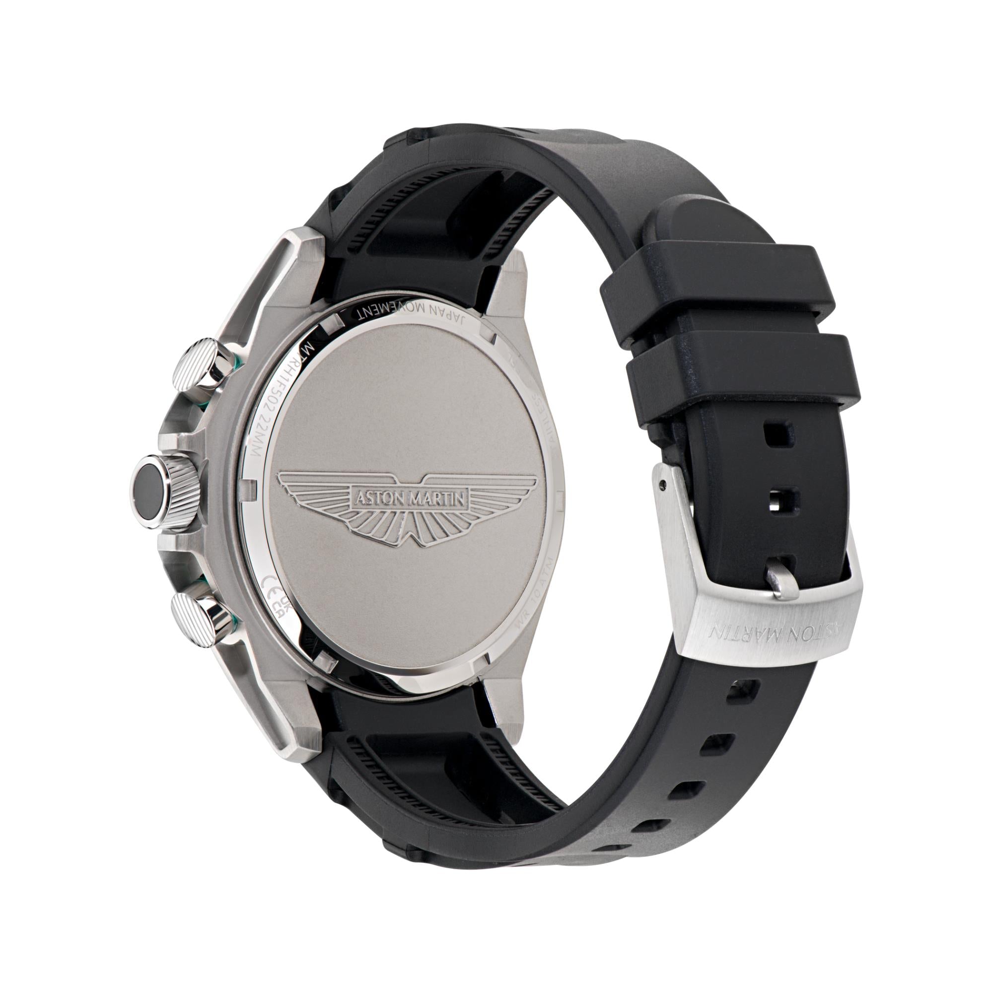 Aston Martin AML Thrill  Quartz Chronograph Green Dial Silicone Strap Men's Watch MTRH1F502