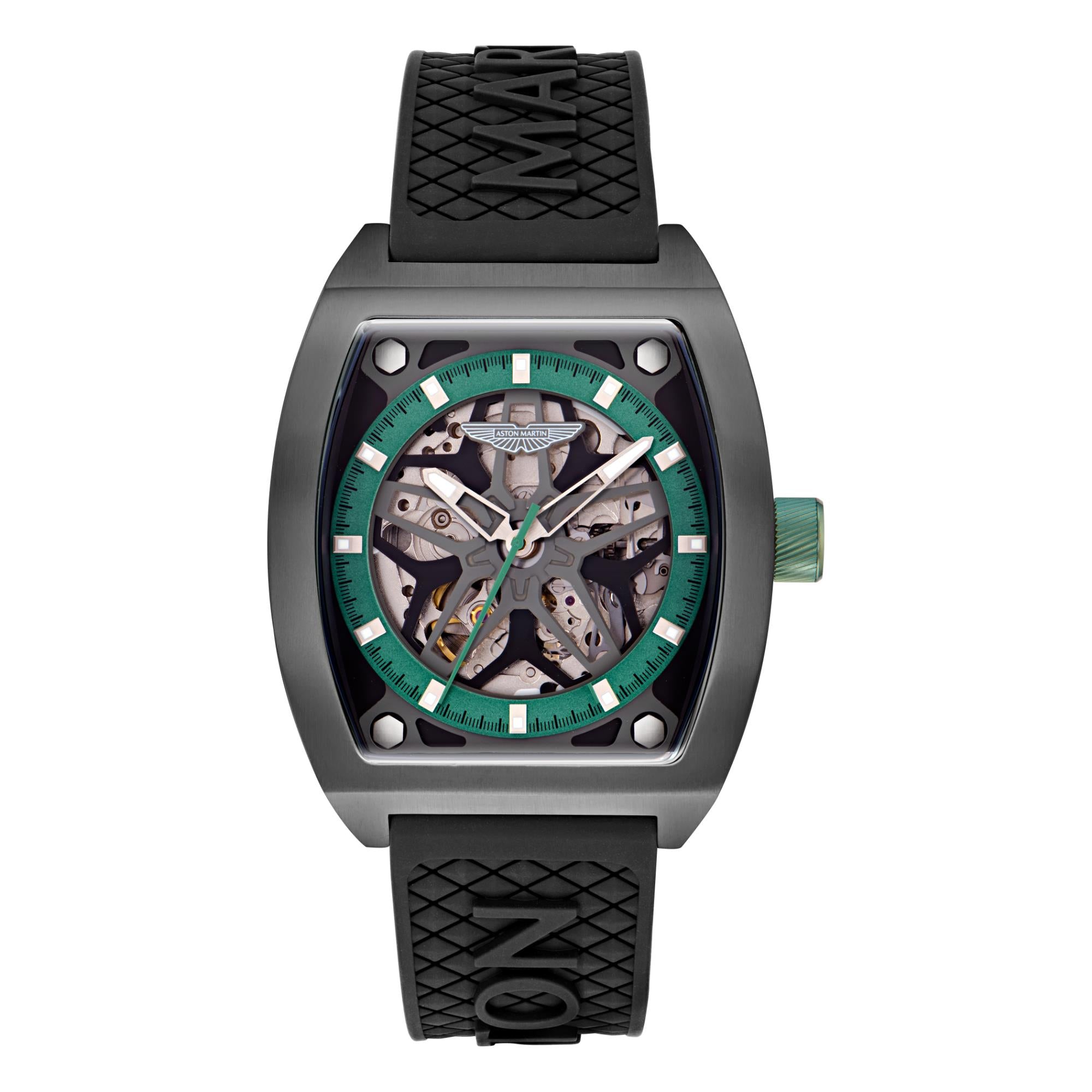Aston Martin AML Thrill Automatic Green Dial Silicone Strap Men's Watch MTRT1F502