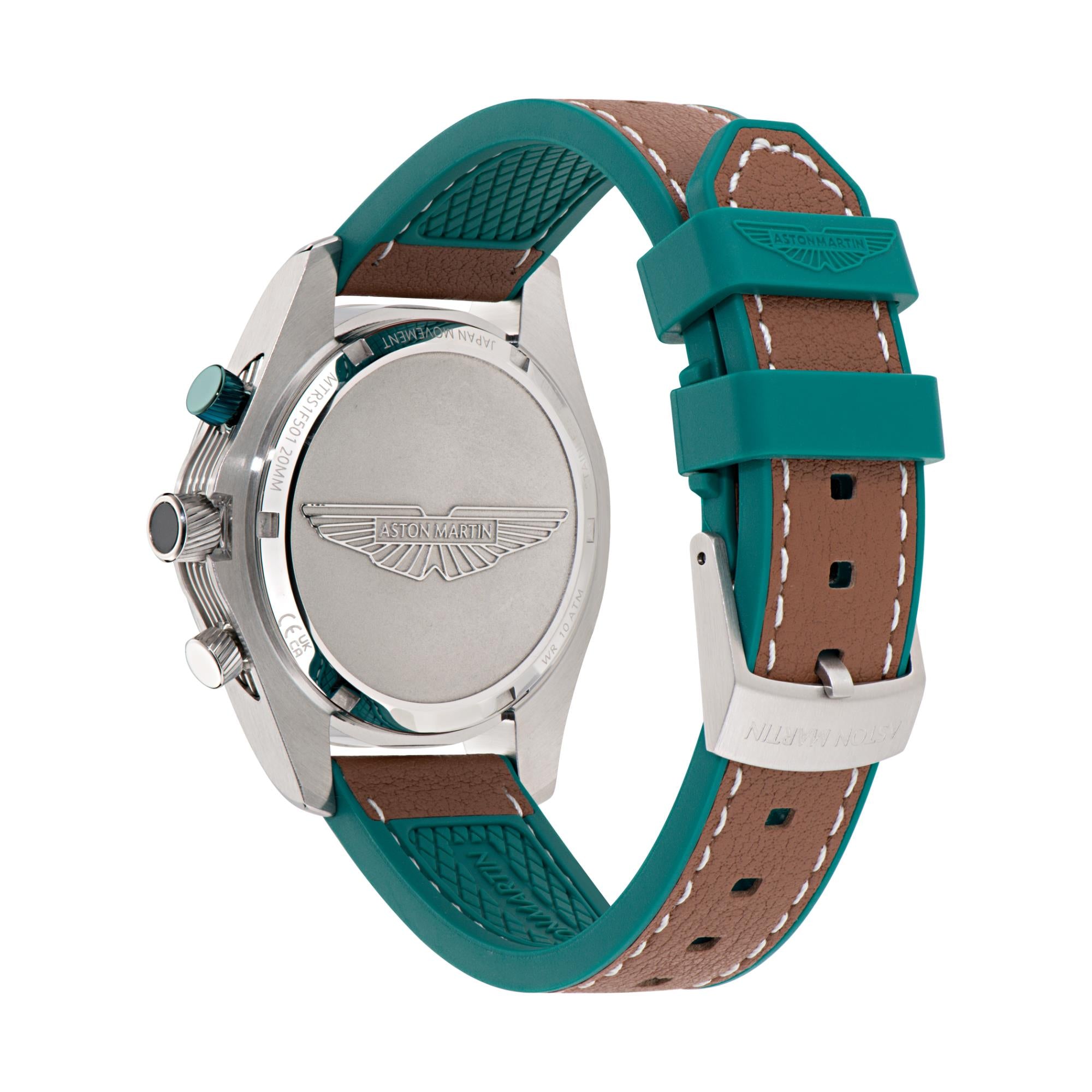 Aston Martin AML Thrill Quartz Chronograph Green Dial Leather Strap Unisex Watch MTRS1F501