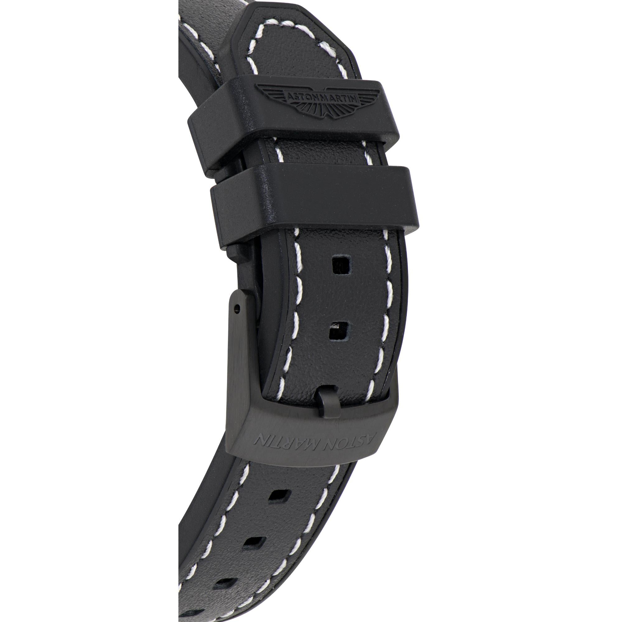 Aston Martin AML Thrill Quartz Chronograph Black Dial Leather Strap Unisex Watch MTRS1F502