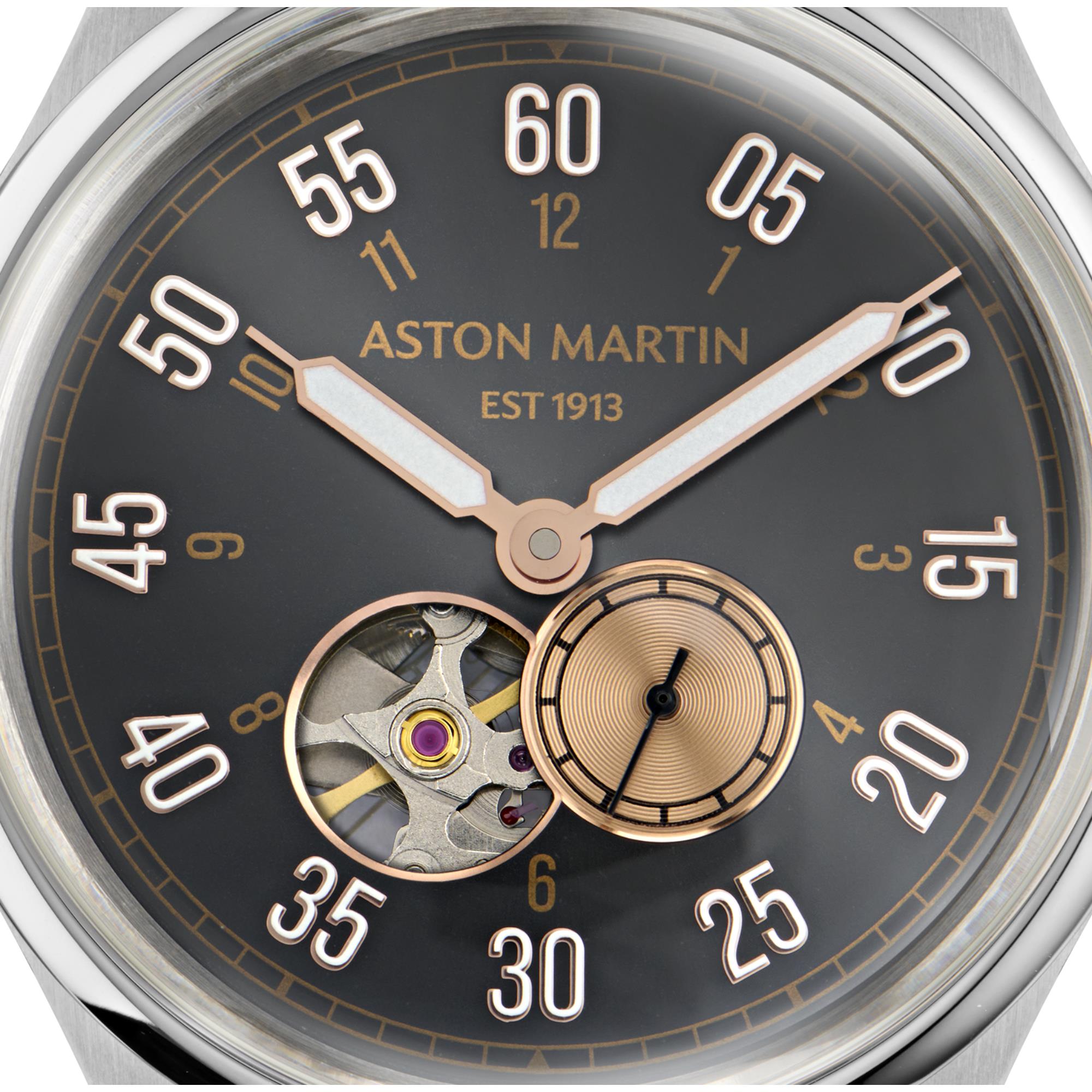 Aston Martin AML Timeless Automatic Black Dial Leather Strap Men's Watch MTTS1F501