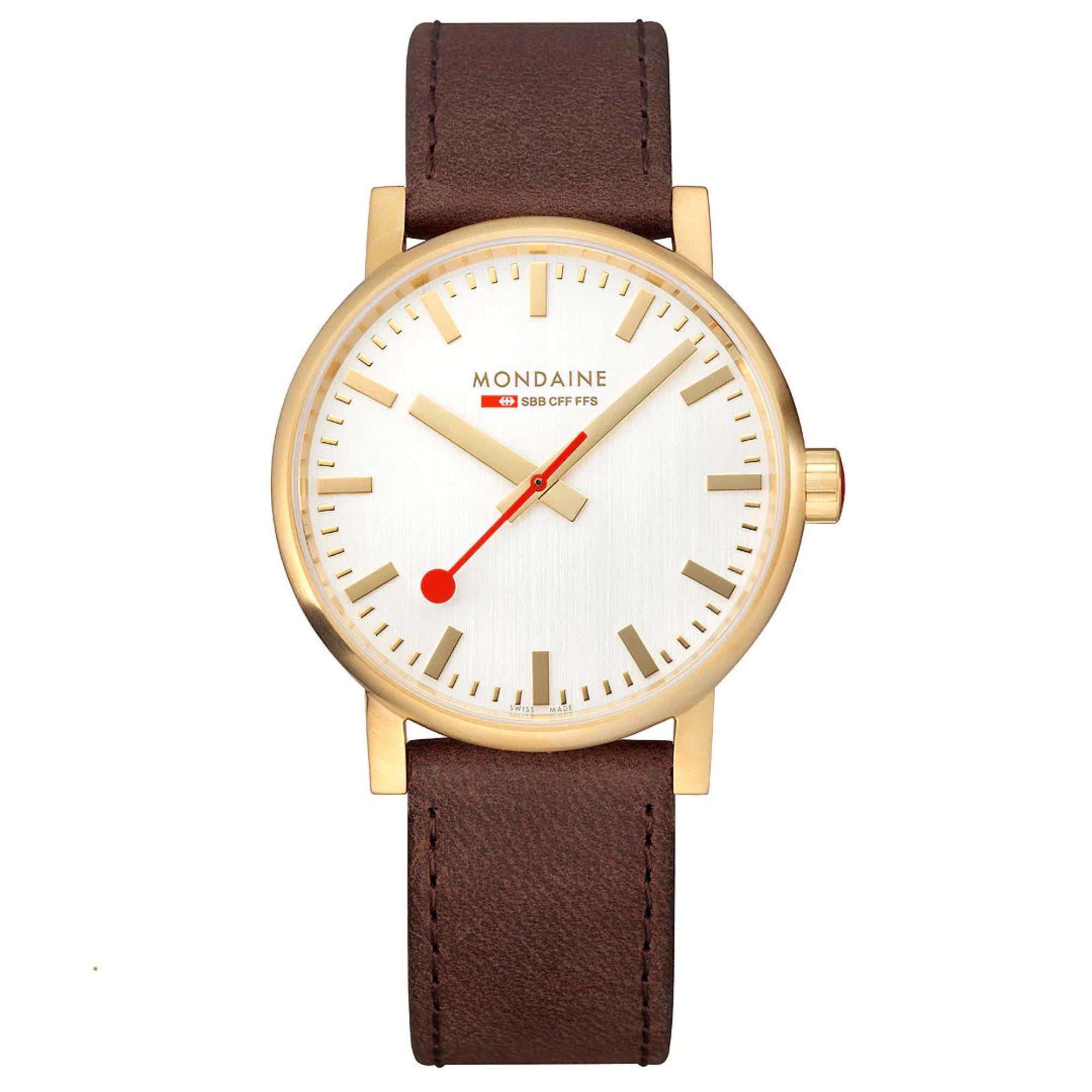 Mondaine Evo2 Quartz White Dial Leather Strap Men's Watch MSE.40112.LGV