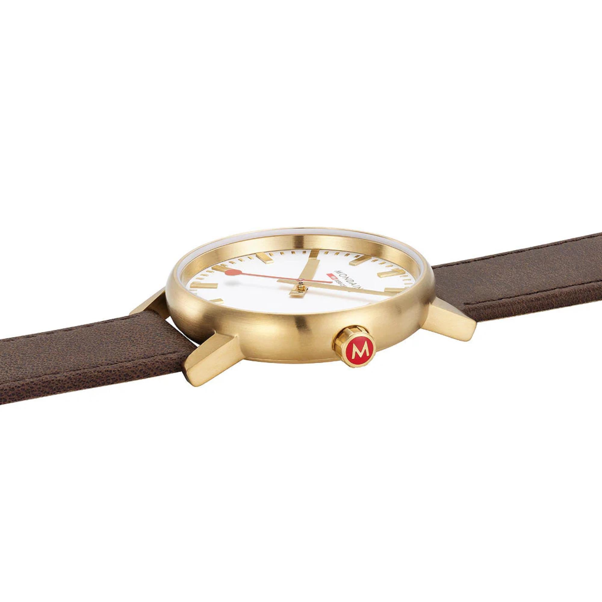 Mondaine Evo2 Quartz White Dial Leather Strap Men's Watch MSE.40112.LGV