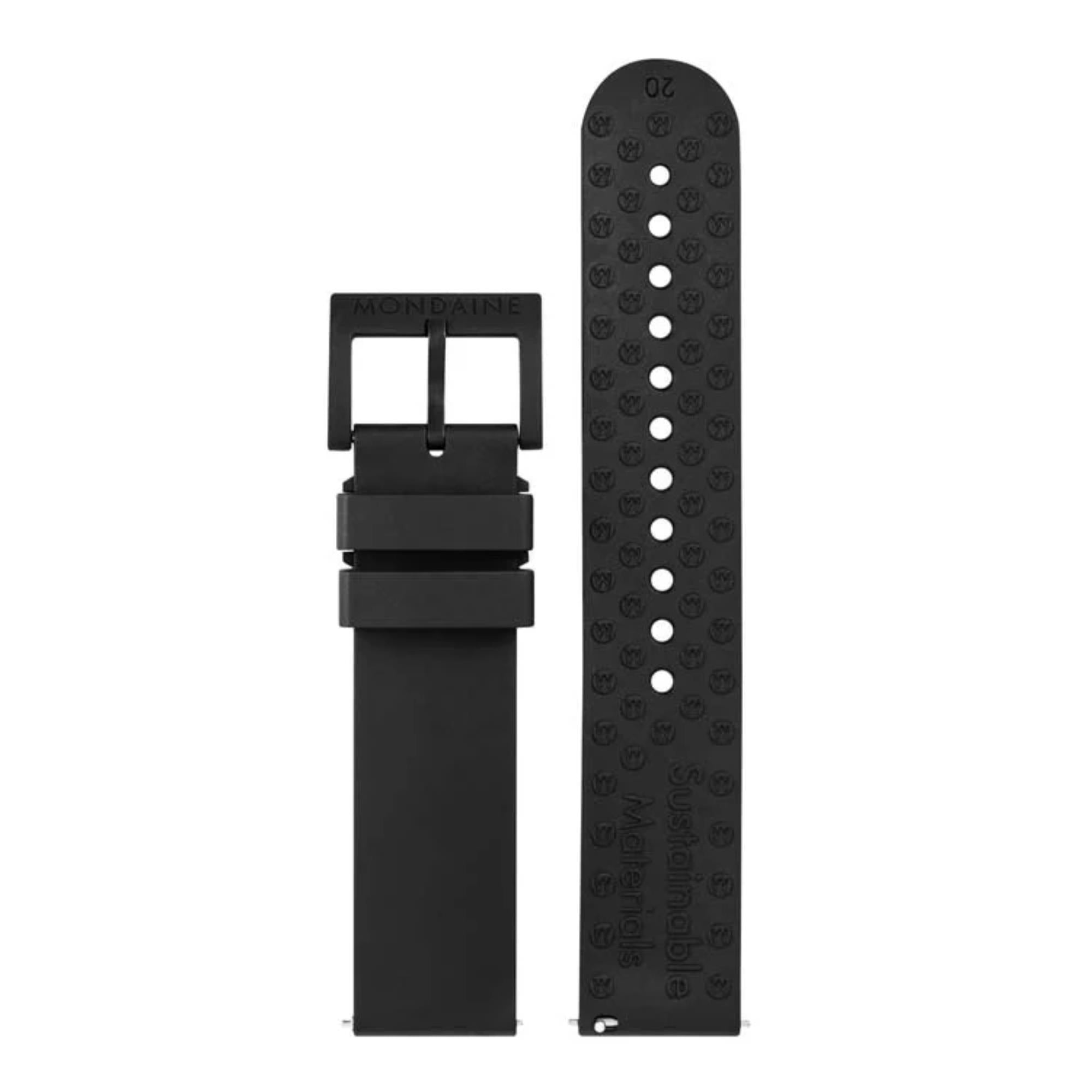 Mondaine Black Brushed Bio Based Rubber Watch Strap FP16920.23B