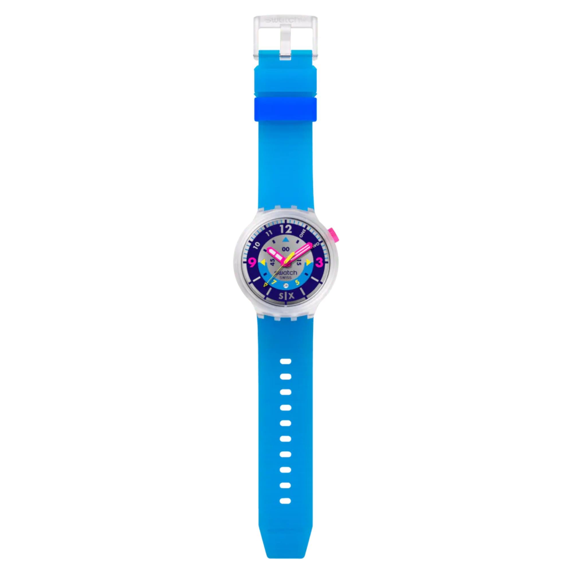 Swatch Big Bold Neon Hielo Quartz Purple Dial Silicone Strap Unisex Watch SB01K400