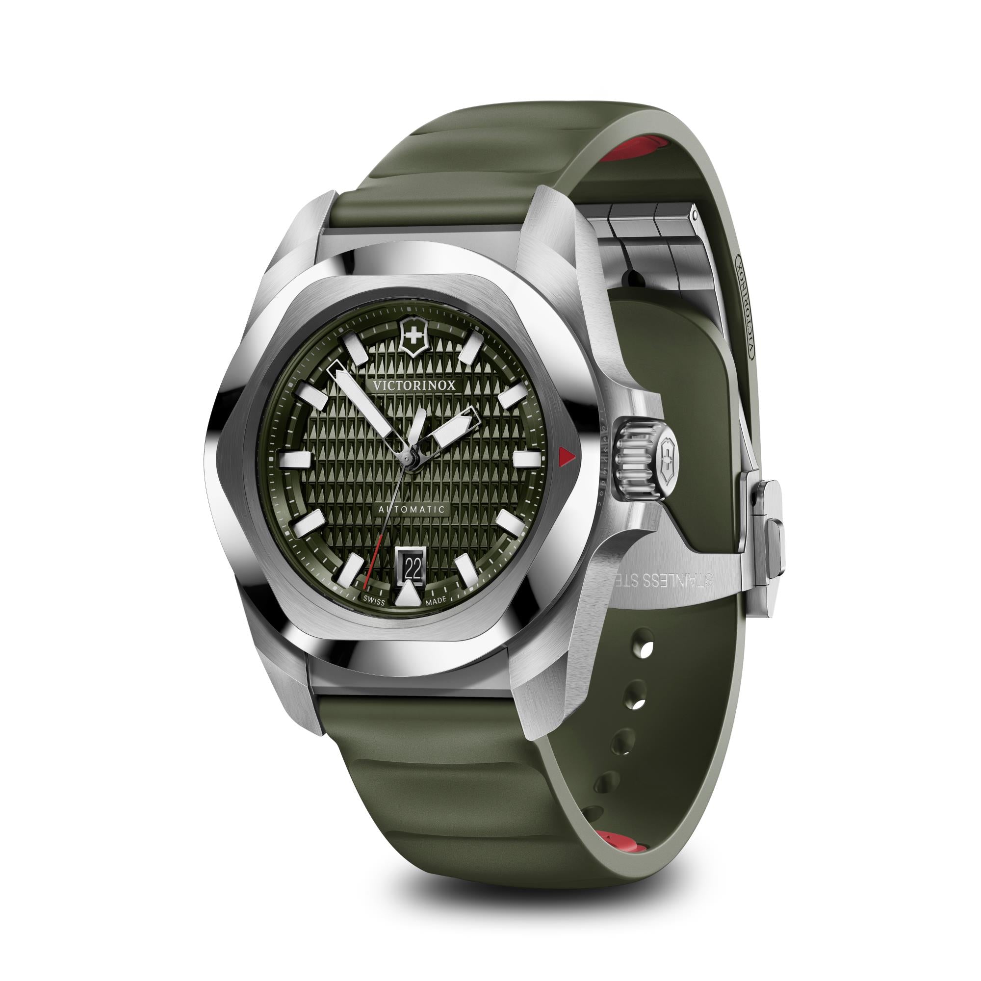 Victorinox I.N.O.X. Automatic Green Dial Rubber Strap Men's Watch 242017.1