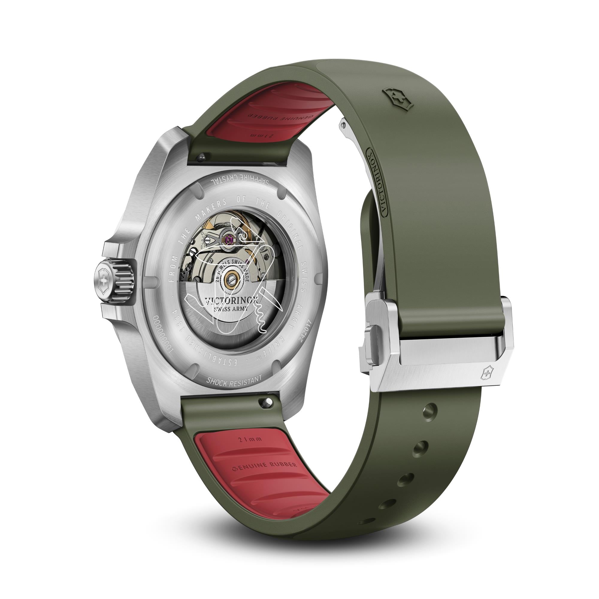 Victorinox I.N.O.X. Automatic Green Dial Rubber Strap Men's Watch 242017.1