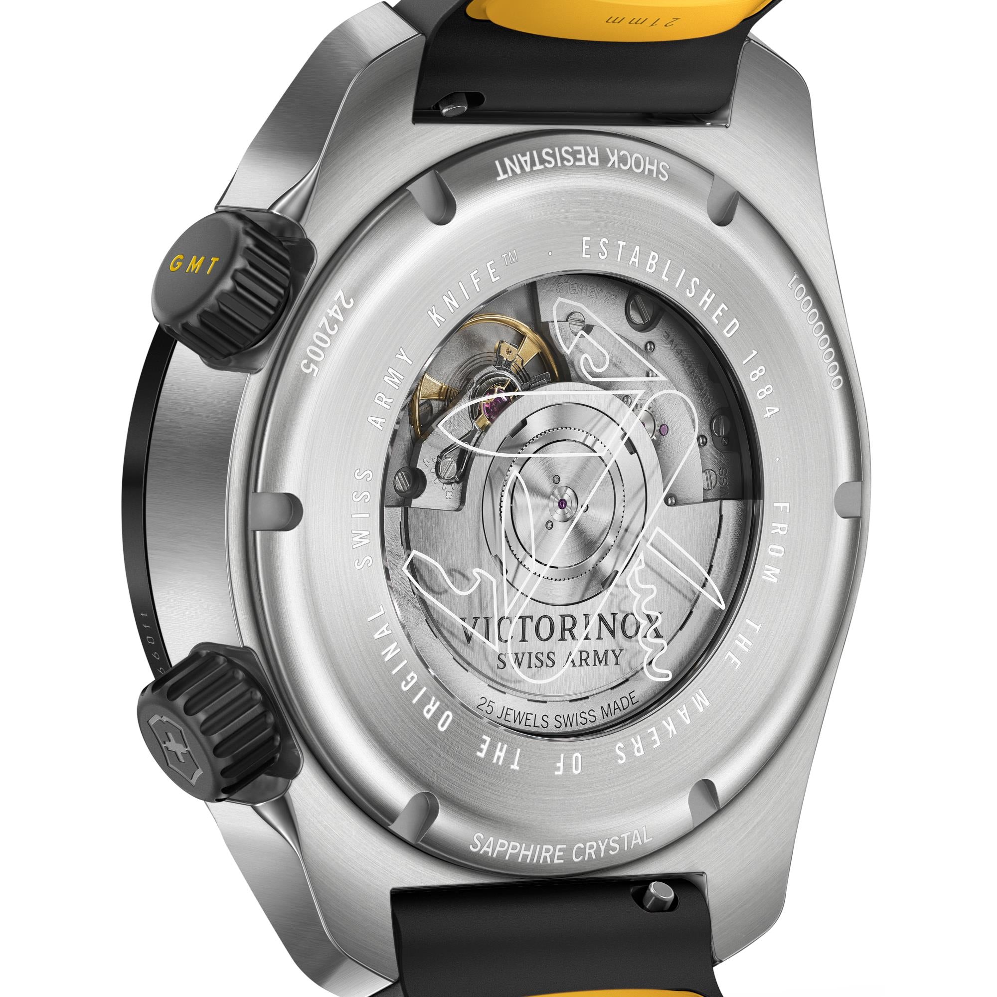 Victorinox Air Pro Automatic GMT Black Dial Rubber Strap Men's Watch 242005