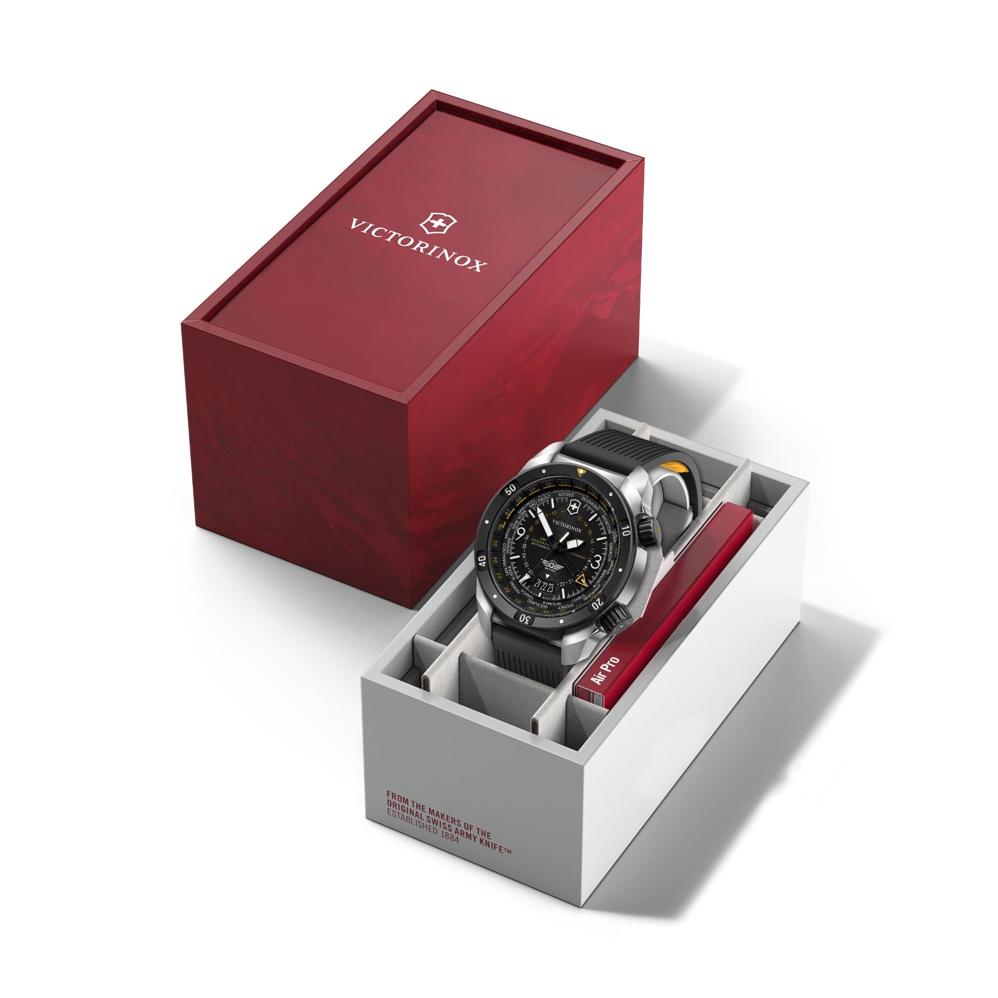 Victorinox Air Pro Automatic GMT Black Dial Rubber Strap Men's Watch 242005