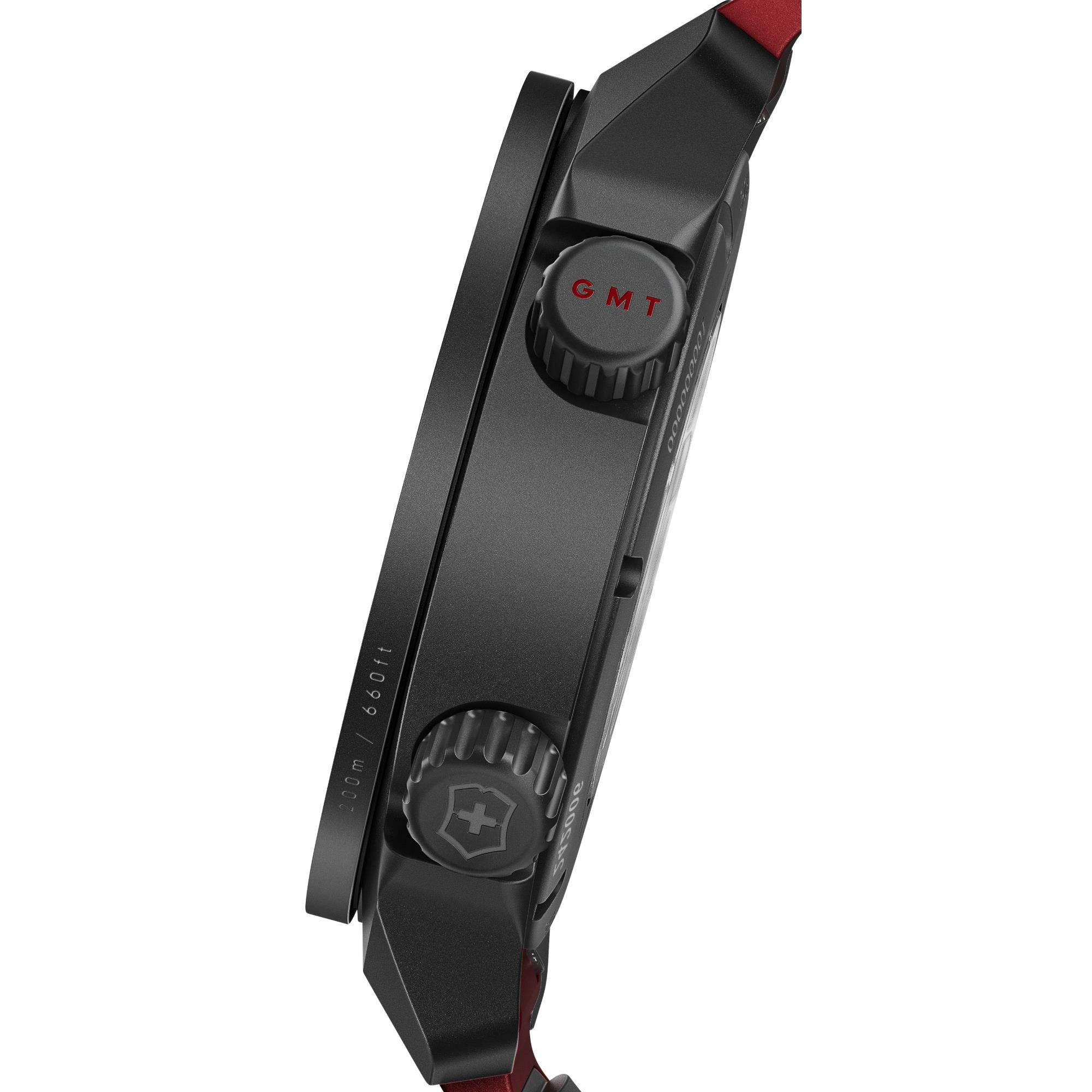 Victorinox Air Pro Automatic GMT Black Dial Rubber Strap Men's Watch 242006