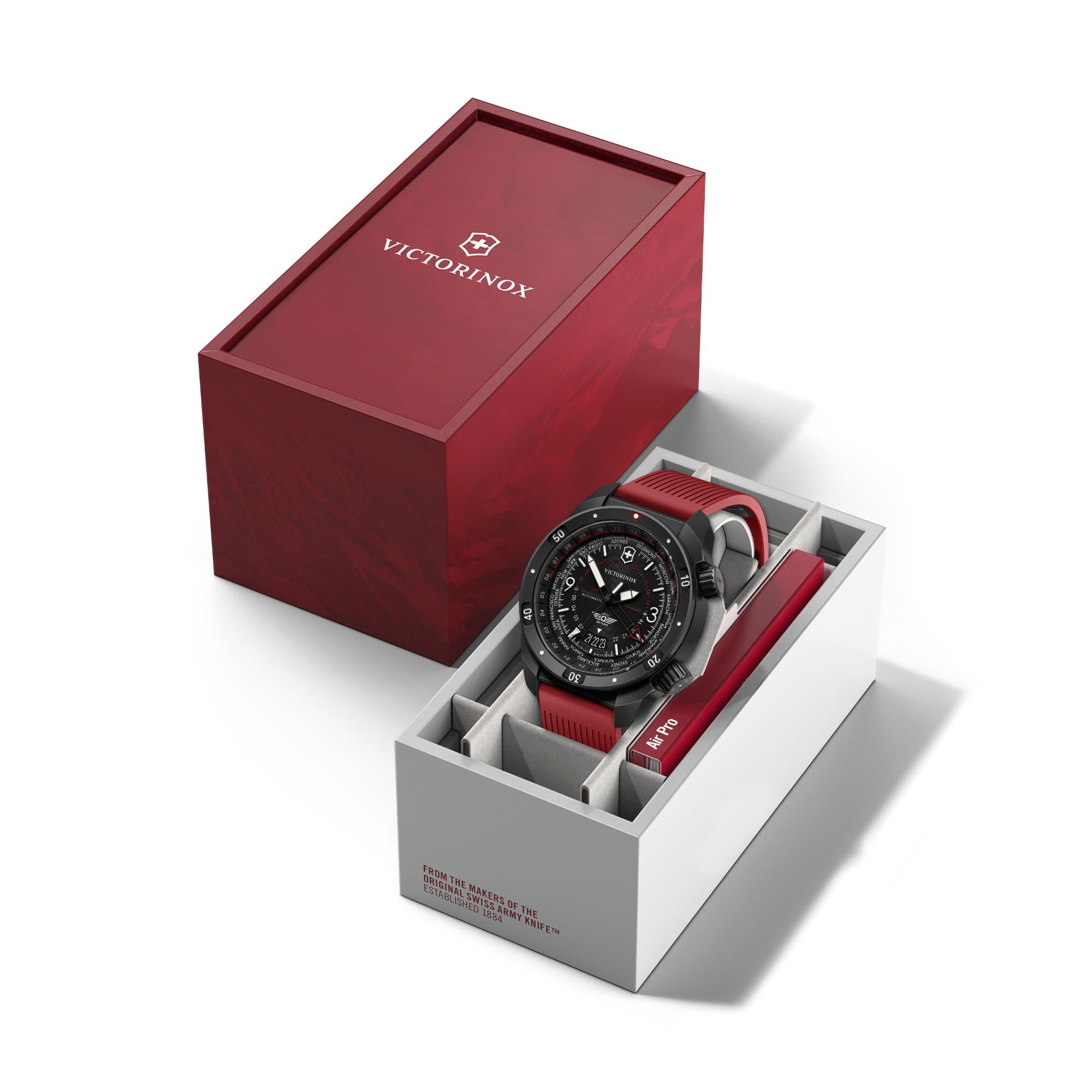 Victorinox Air Pro Automatic GMT Black Dial Rubber Strap Men's Watch 242006