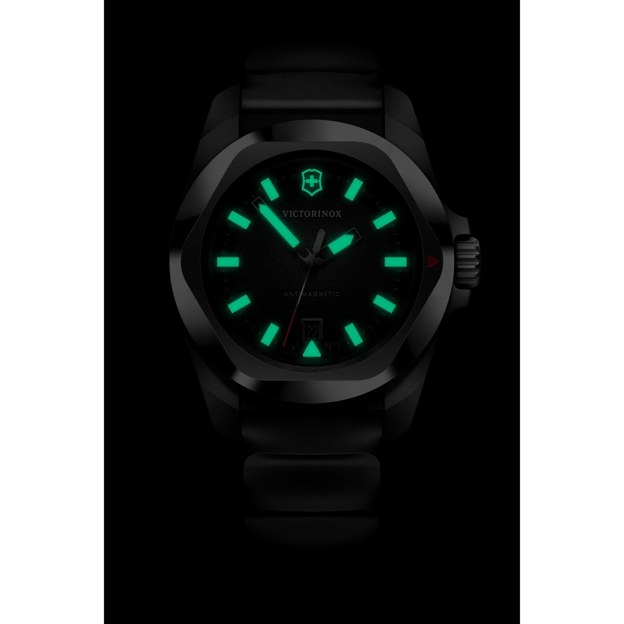 Victorinox I.N.O.X. Quartz Black Dial Rubber Strap Men's Watch 242028