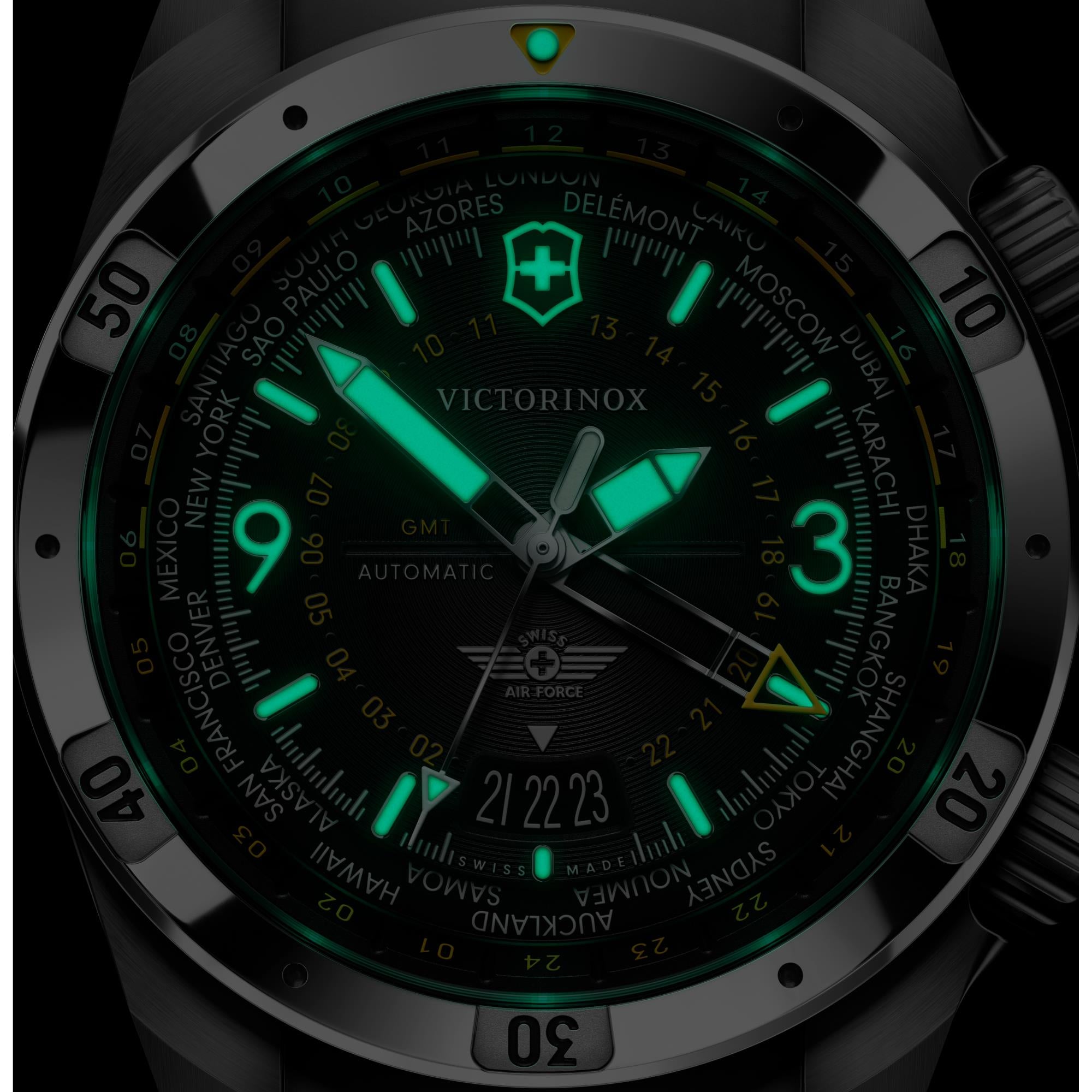 Victorinox Air Pro GMT 43mm Black Dial Automatic Mens Watch 242004