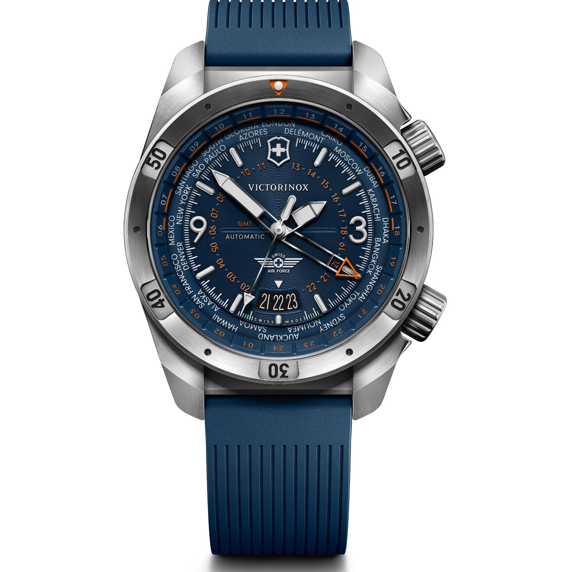 Victorinox Air Pro Automatic GMT Blue Dial Rubber Strap Men's Watch 242003