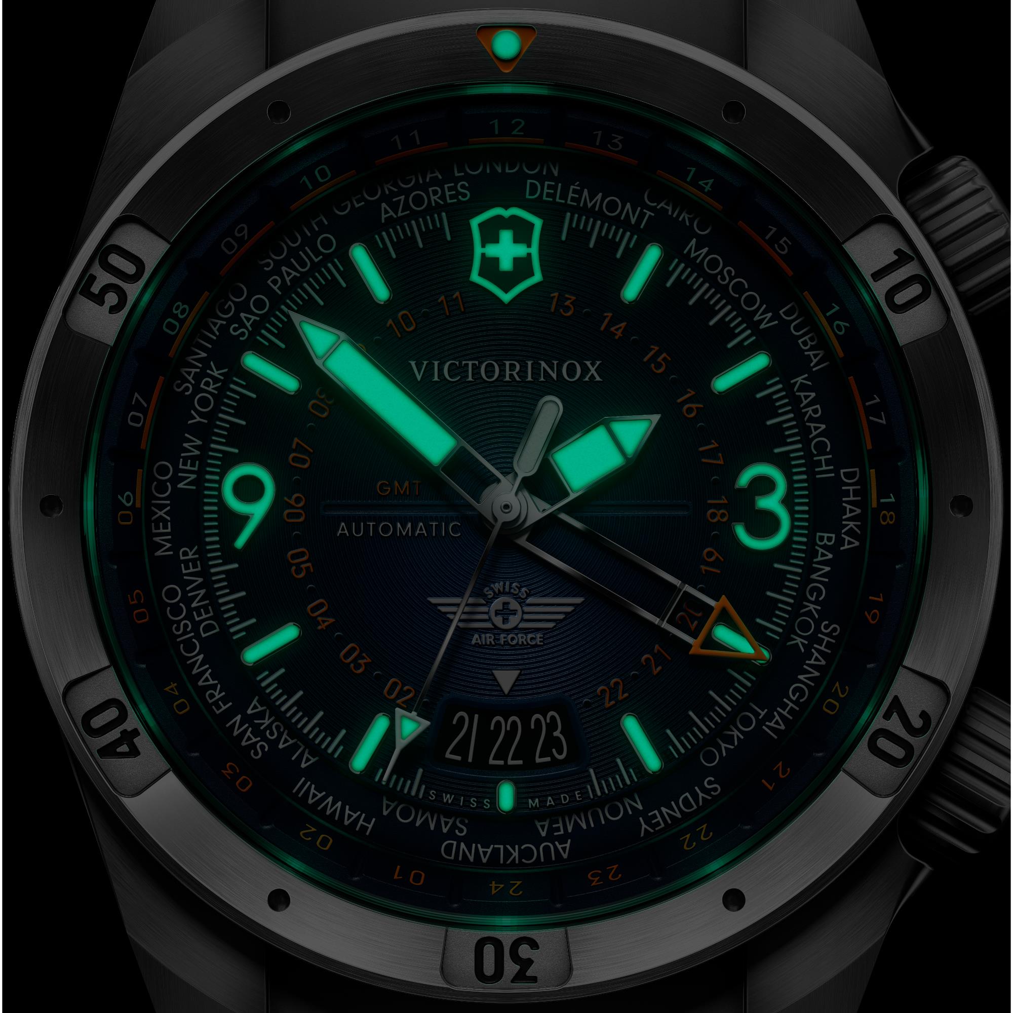 Victorinox Air Pro Automatic GMT Blue Dial Rubber Strap Men's Watch 242003