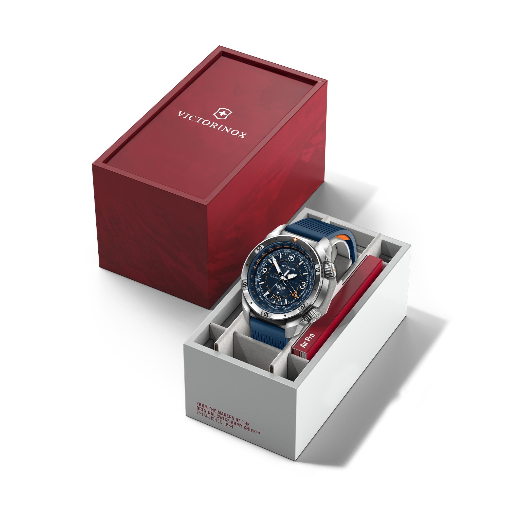 Victorinox Air Pro Automatic GMT Blue Dial Rubber Strap Men's Watch 242003