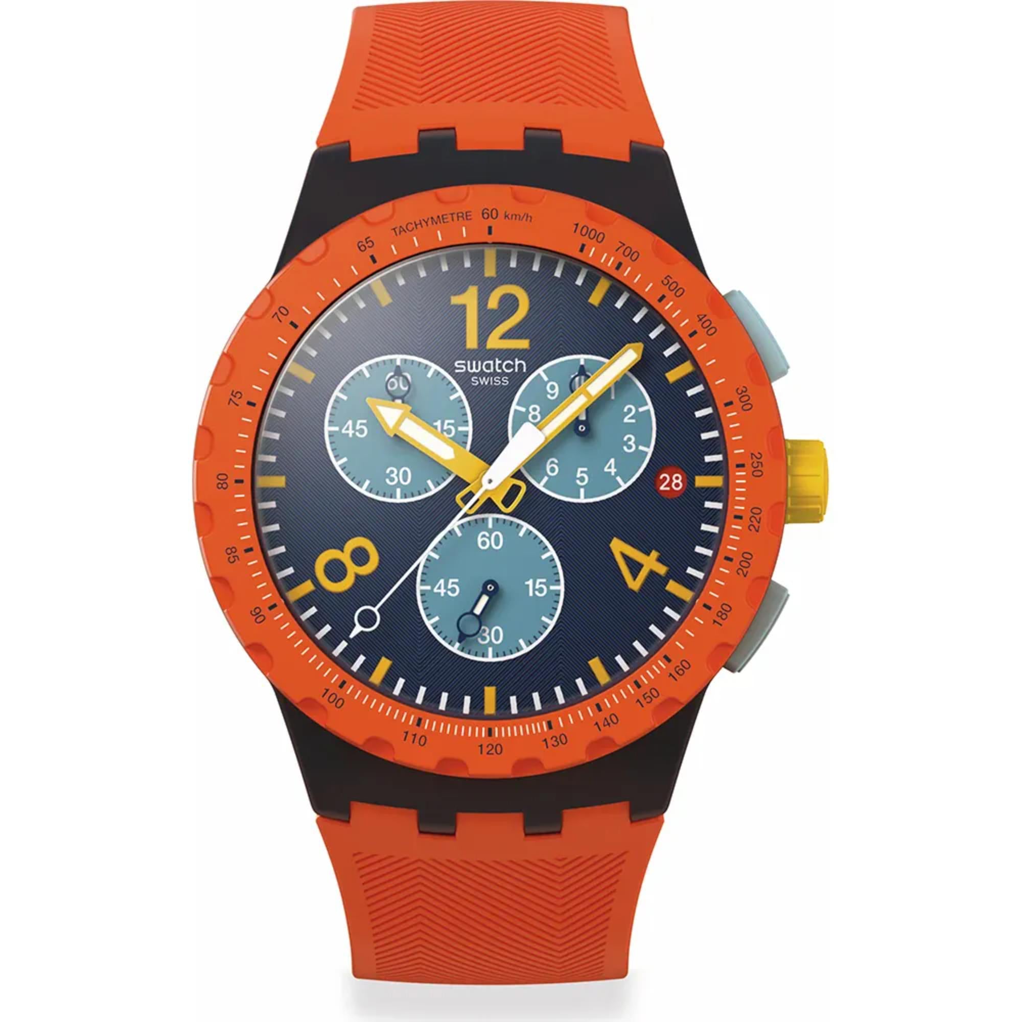Swatch Originals Camo Flash Chronograph Blue Dial Silicone Strap Unisex Watch SUSI400