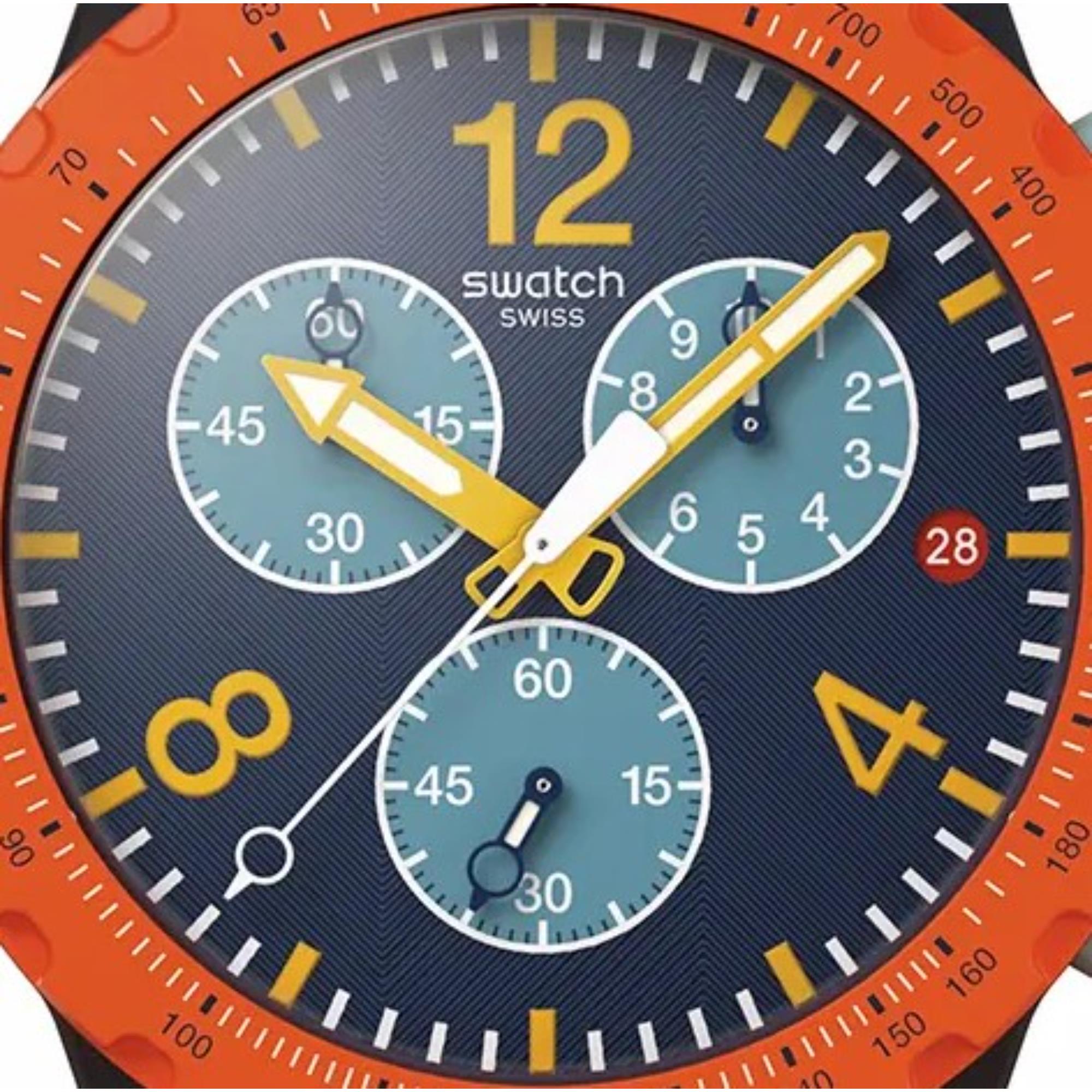 Swatch Originals Camo Flash Chronograph Blue Dial Silicone Strap Unisex Watch SUSI400