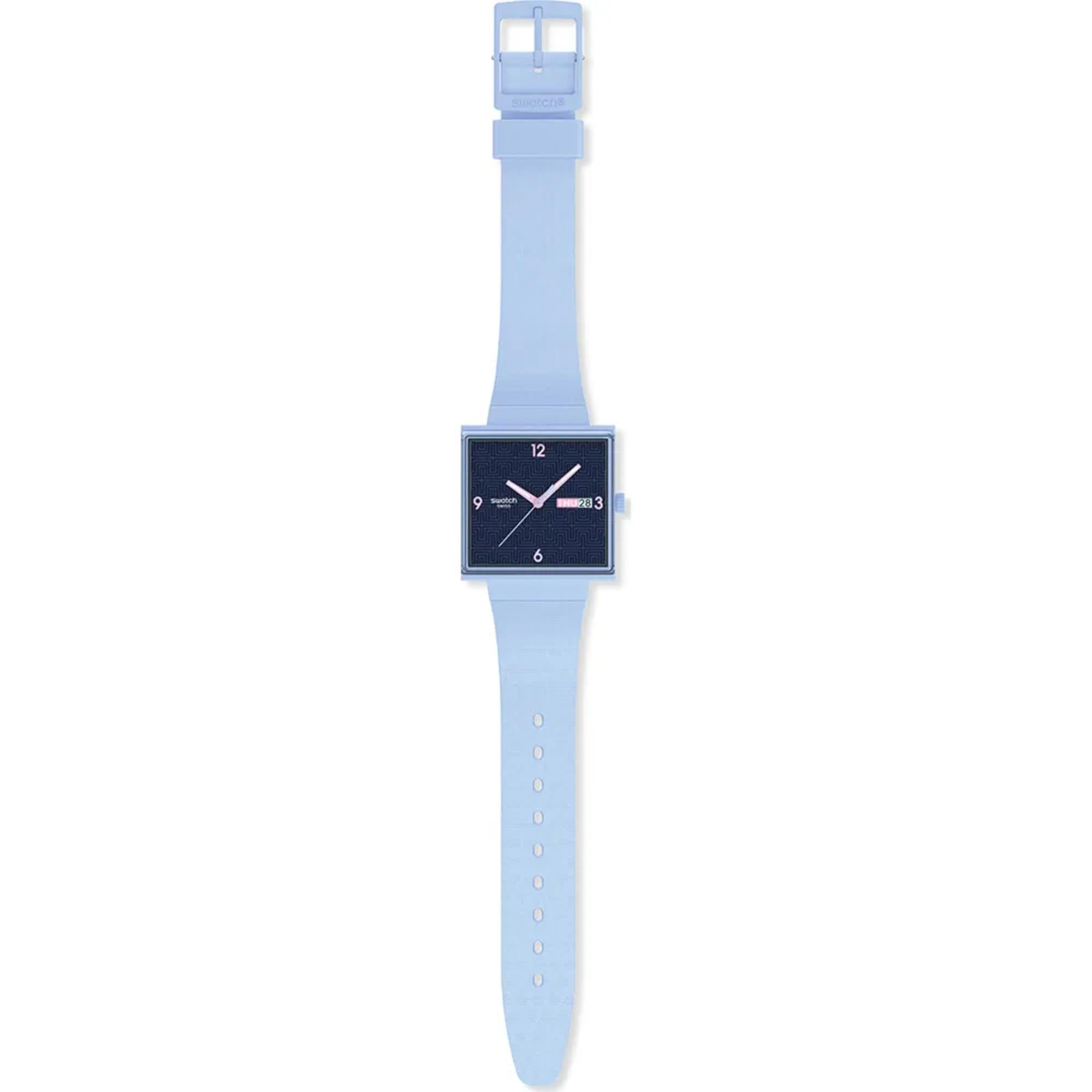 Swatch Originals Bright Angle Quartz Blue Dial Silicone Strap Unisex Watch SO34L701