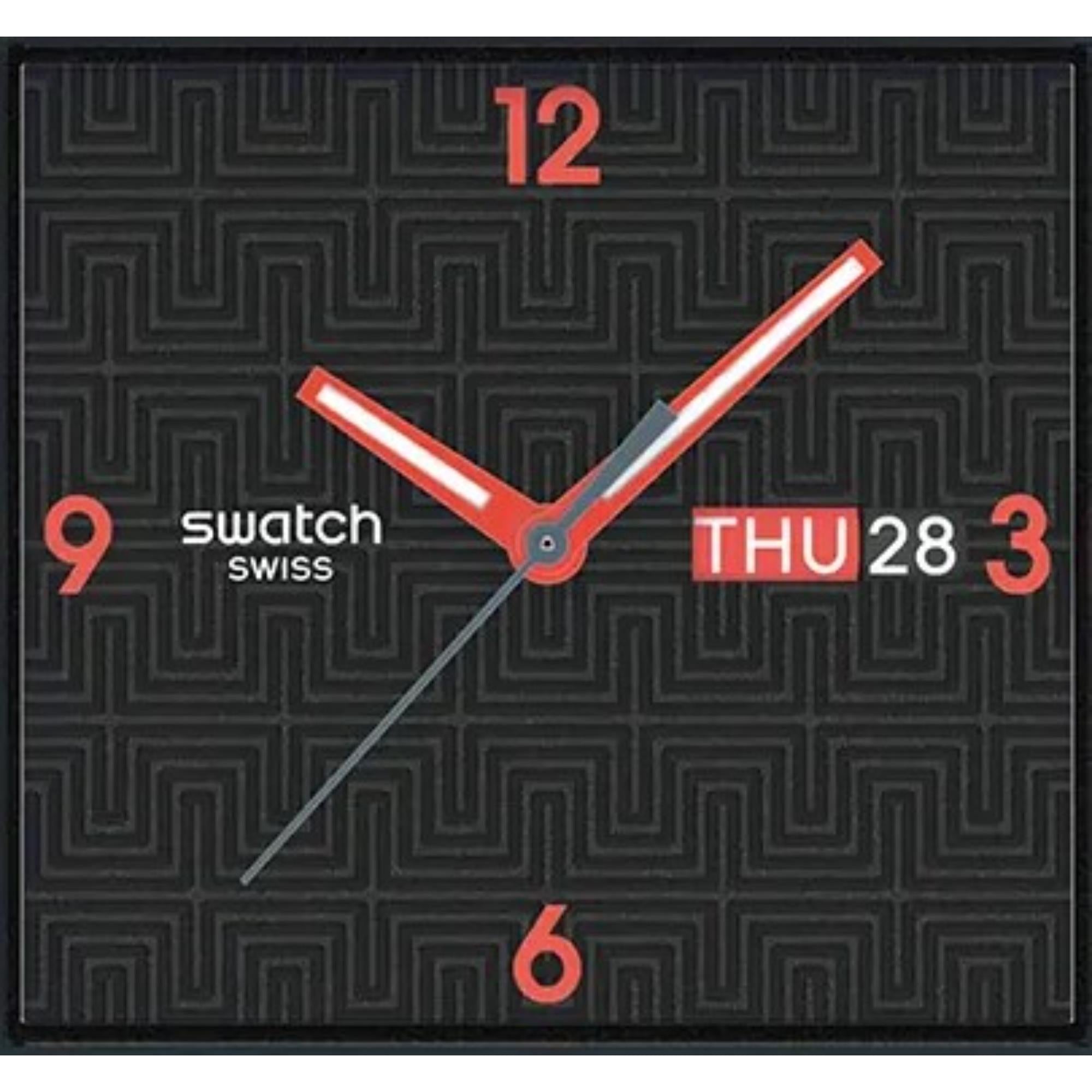Swatch Originals Squared Off Quartz Black Dial Silicone Strap Unisex Watch SO34M701