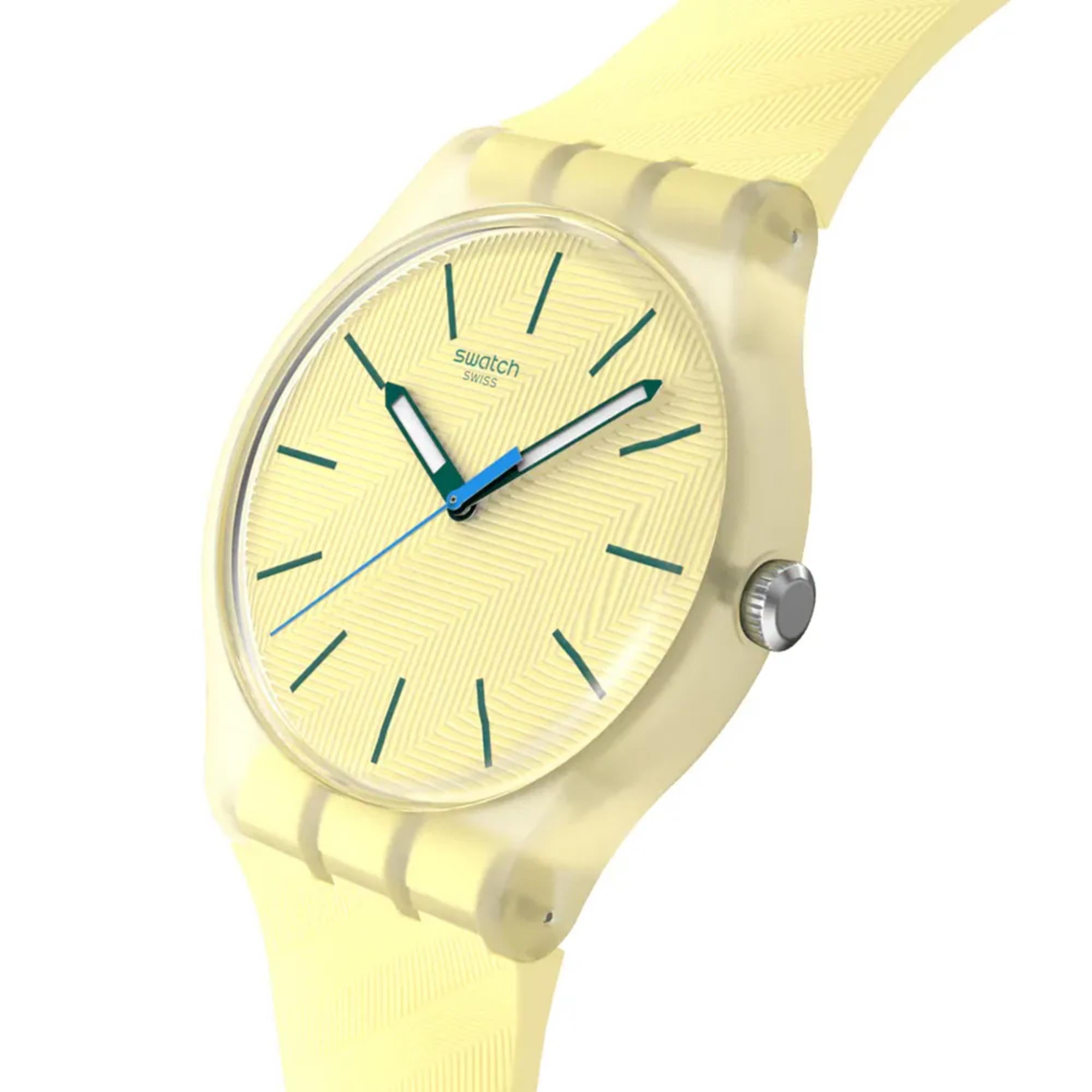 Swatch Originals Citrus Tilt Quartz Yellow Dial Silicone Strap Unisex Watch SO29J102