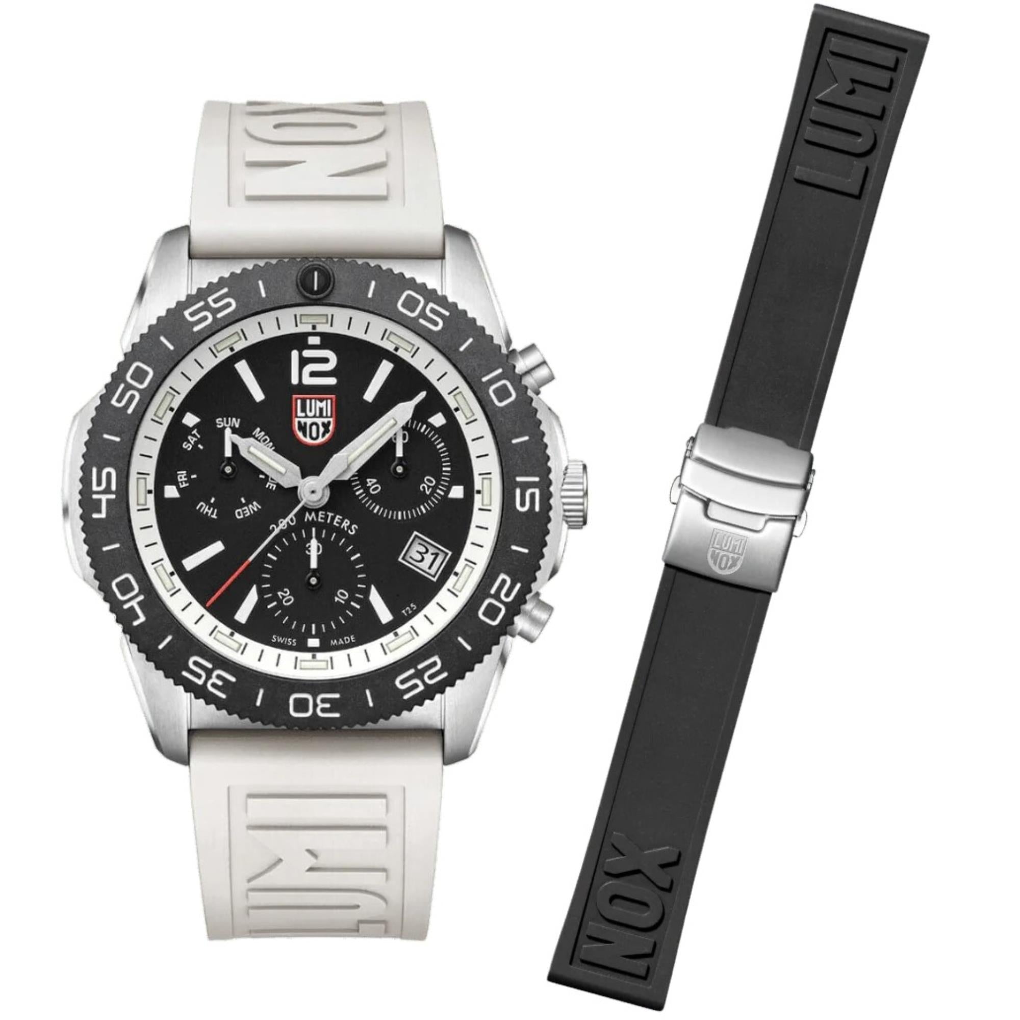 Luminox Pacific Diver Chronograph Quartz Black Dial Rubber Strap Men's Watch XS.3141.SET