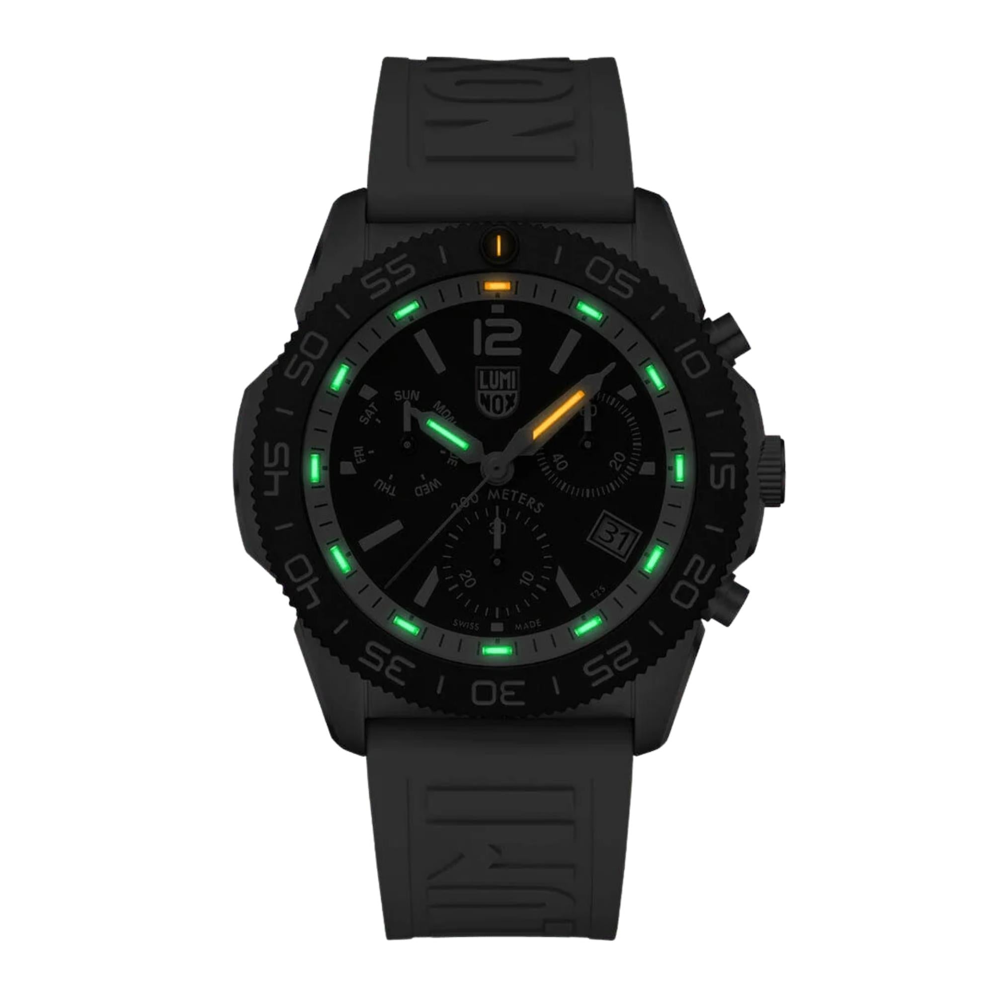 Luminox Pacific Diver Chronograph Quartz Black Dial Rubber Strap Men's Watch XS.3141.SET