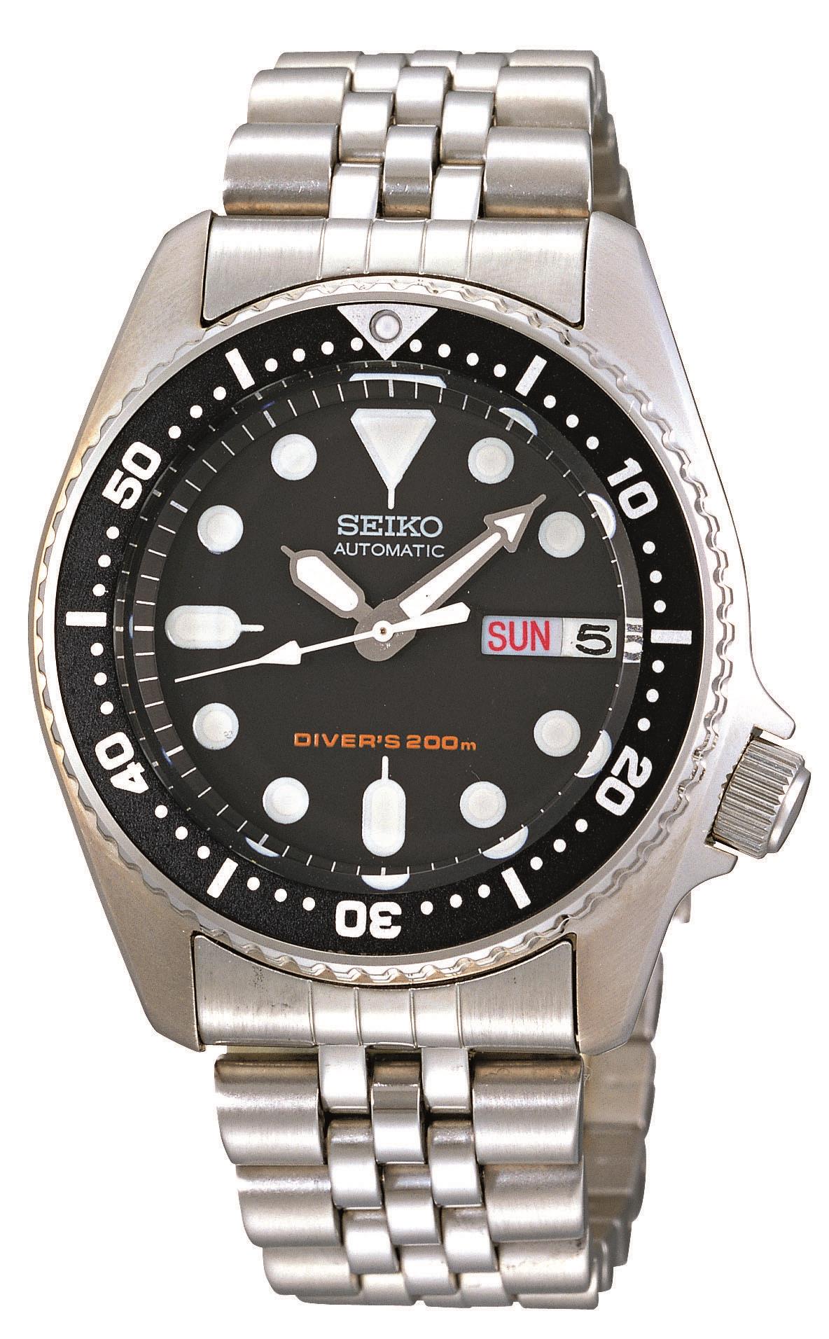 Seiko Divers Automatic Black Dial Stainless Steel Jubilee Bracelet Men's Watch SKX013K2 - WatchNation