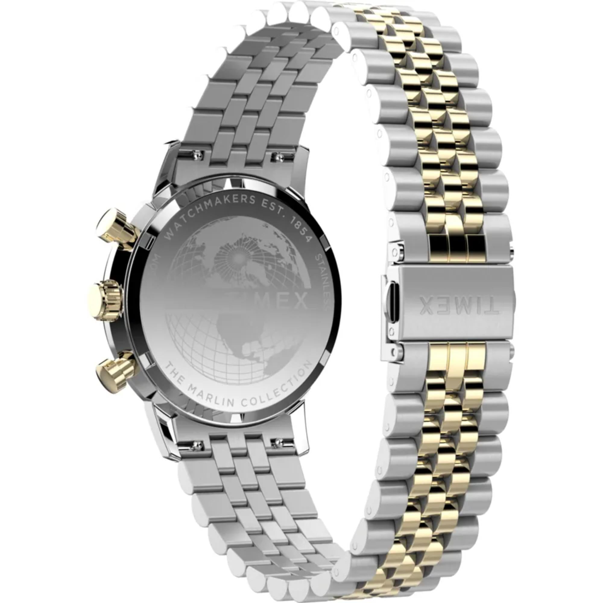 Timex Marlin Quartz Chronograph Two-Tone Case Green Dial Bracelet Men’s Watch TW2W60000 - WatchNation