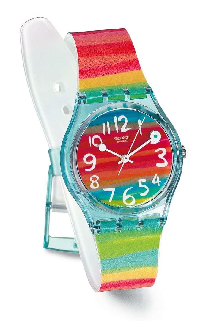 Swatch Colour the Sky Rainbow Stripe Ladies Watch GS124