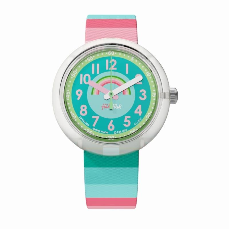 Flik Flak Power Time Stripy Dreams Green Blue Pink Kids' Watch FPNP014 - WatchNation