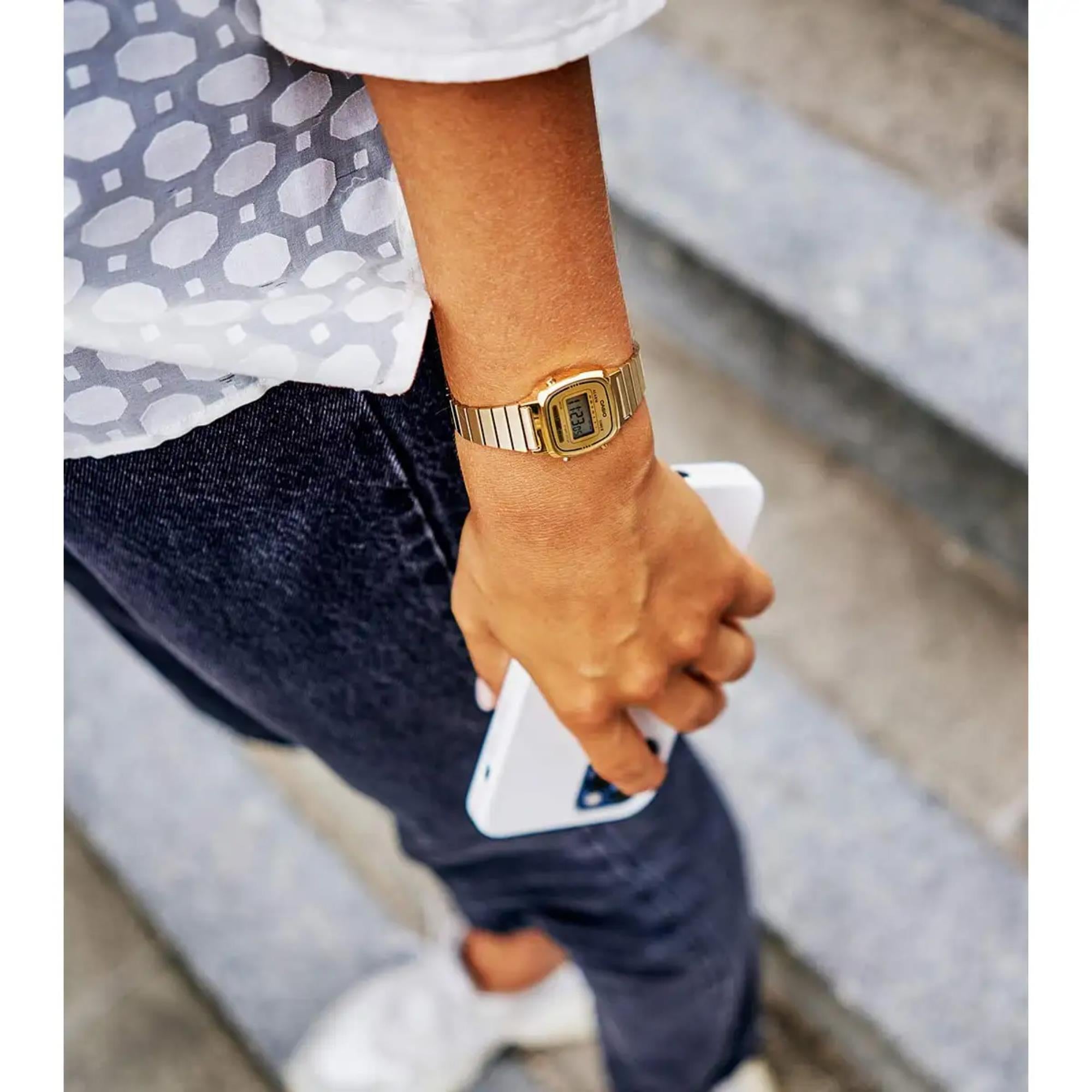 Casio Collection Classic Quartz Gold Dial Stainless Steel Strap Ladies Watch LA670WEGA-9EF