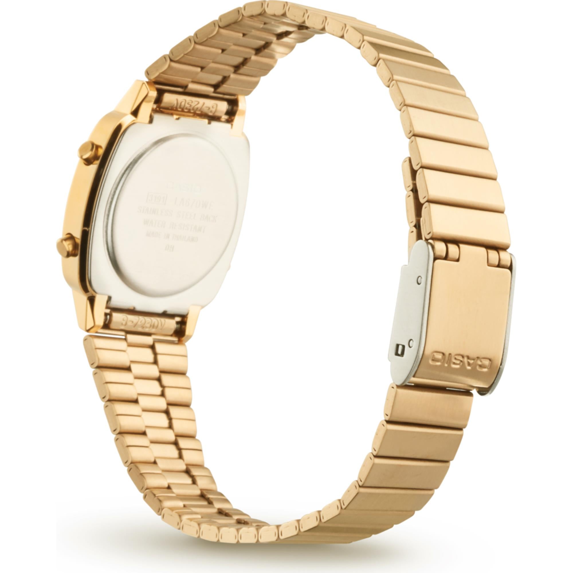 Casio Collection Classic Quartz Gold Dial Stainless Steel Strap Ladies Watch LA670WEGA-9EF