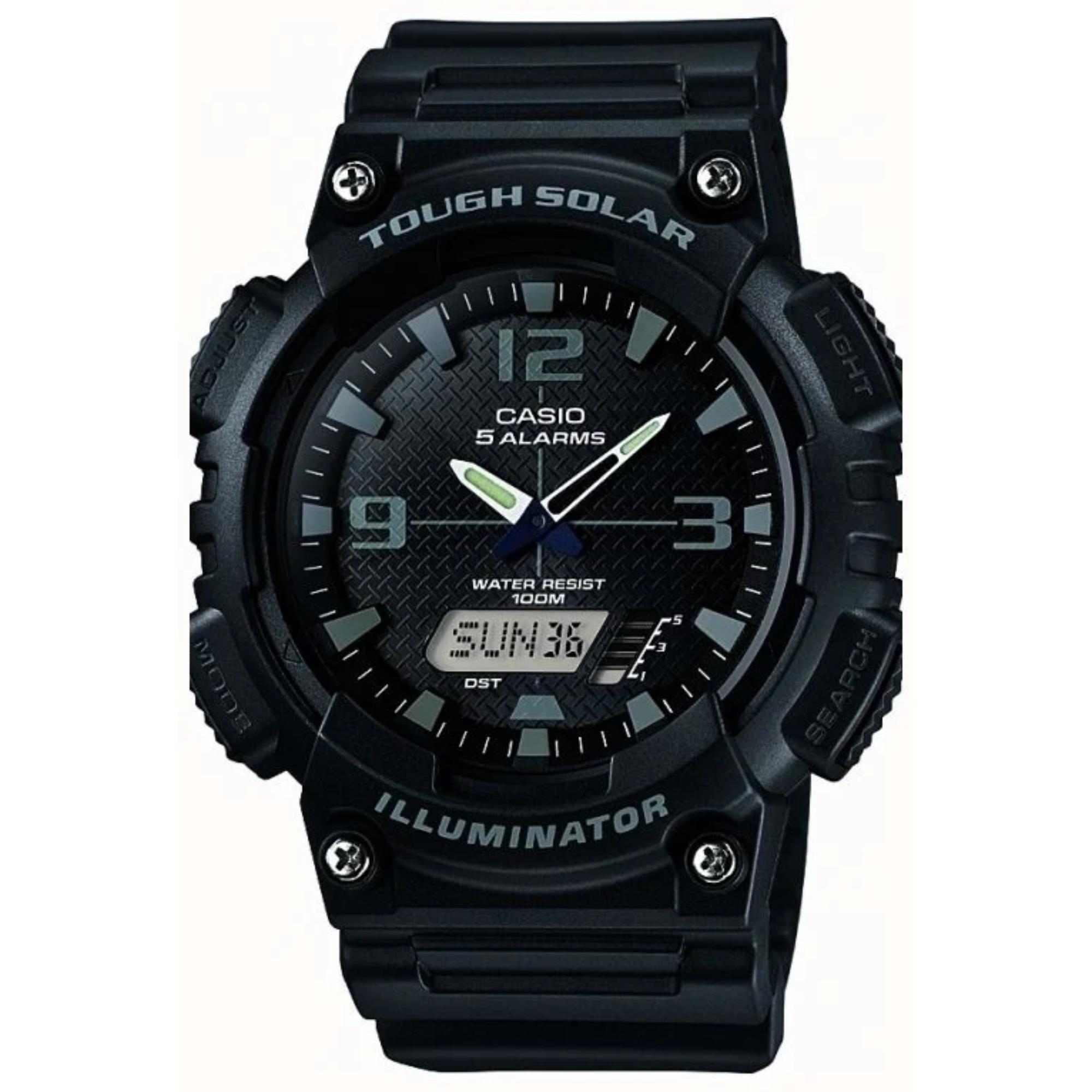 Casio Five Alarm Solar Powered Black Dial Black Resin Strap Men's Watch AQ-S810W-1A2VEF