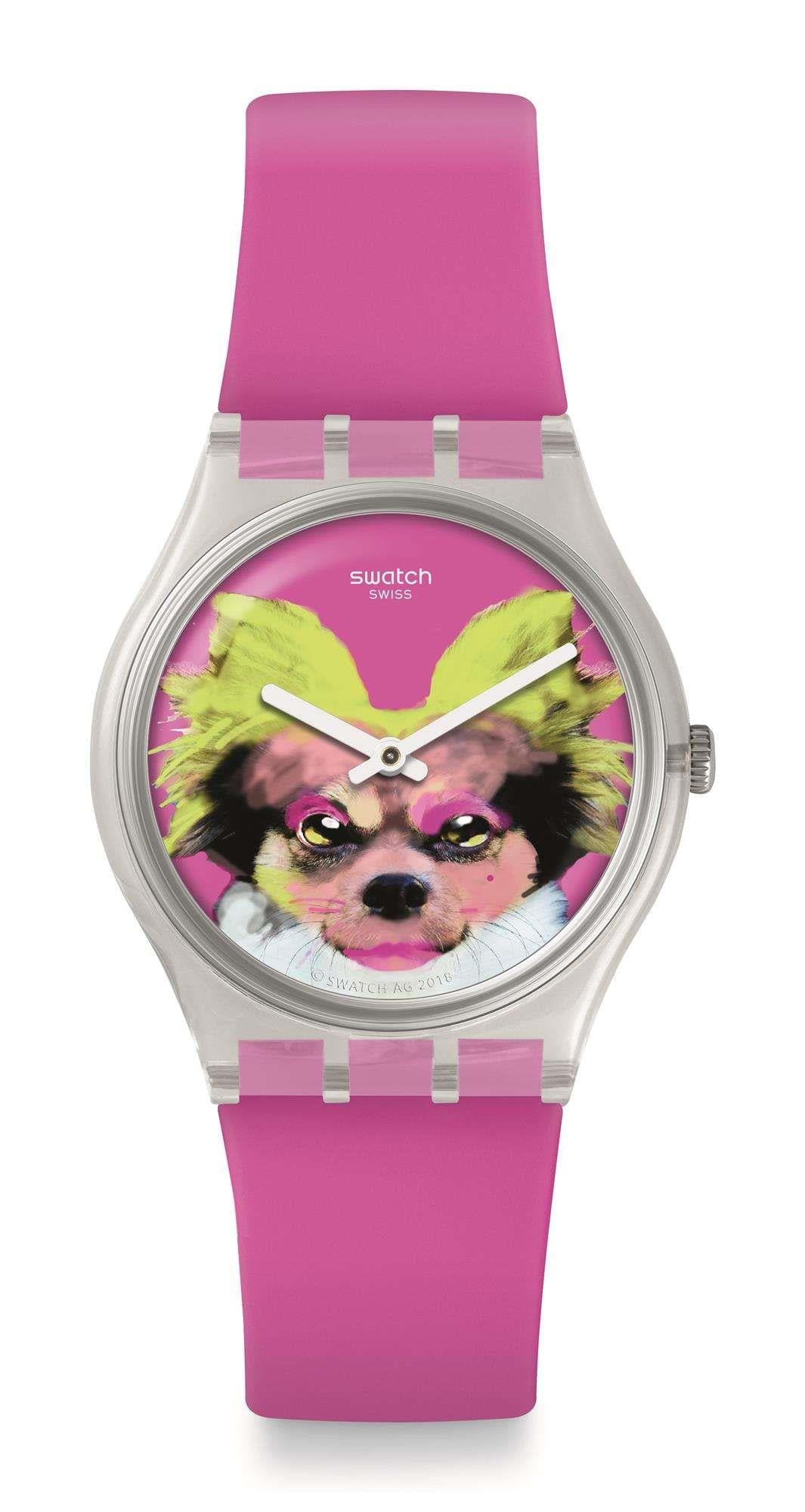Swatch Pinkapippa Always Pippa Dog Pink Silicone Strap Girls Watch GE267