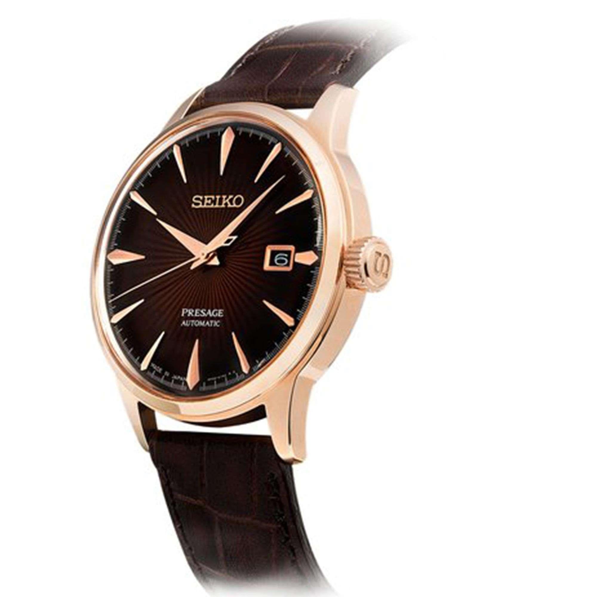 Seiko Presage Cocktail Time Automatic Brown Leather Strap Brown Dial Men's Watch SRPB46J1