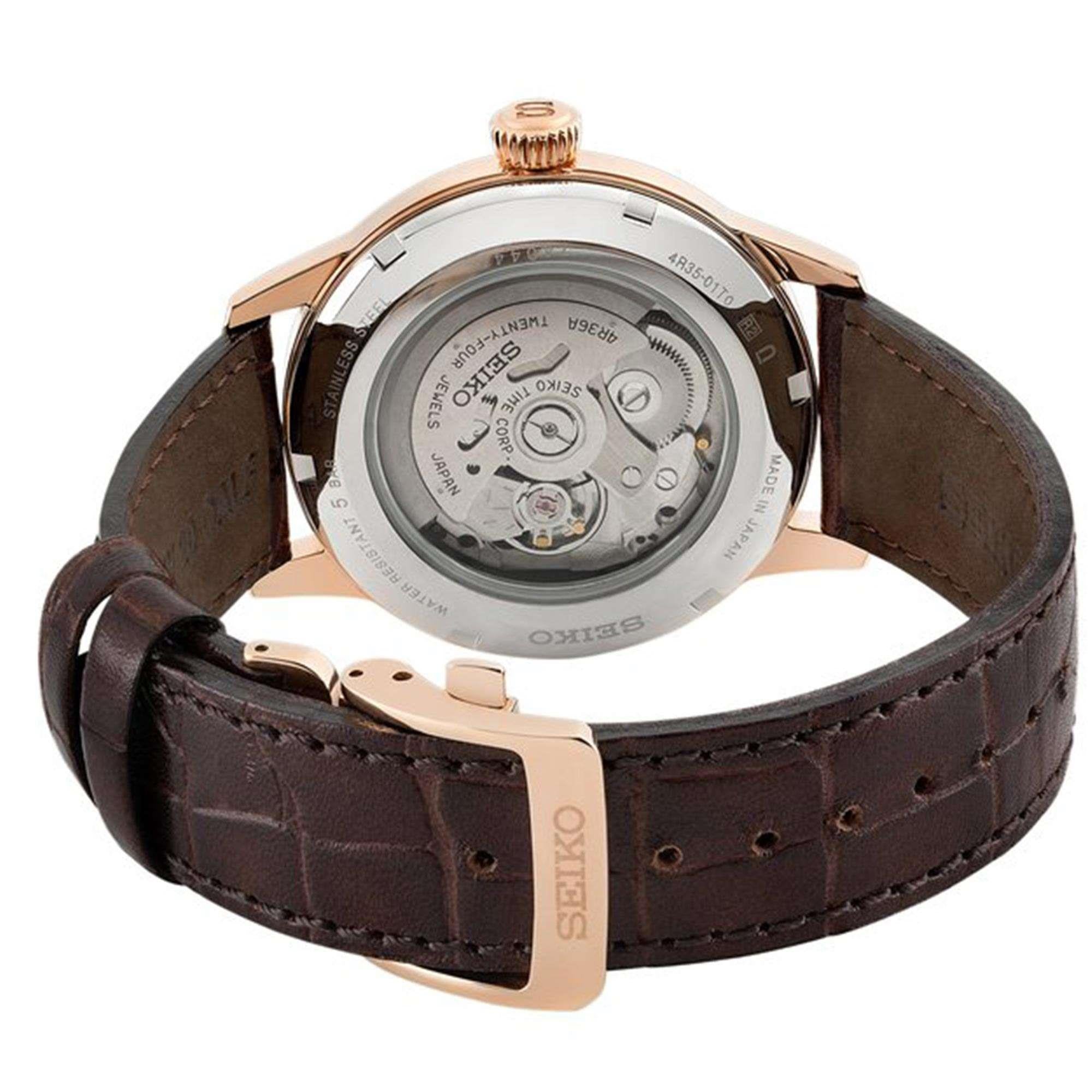 Seiko Presage Cocktail Time Automatic Brown Leather Strap Brown Dial Men's Watch SRPB46J1