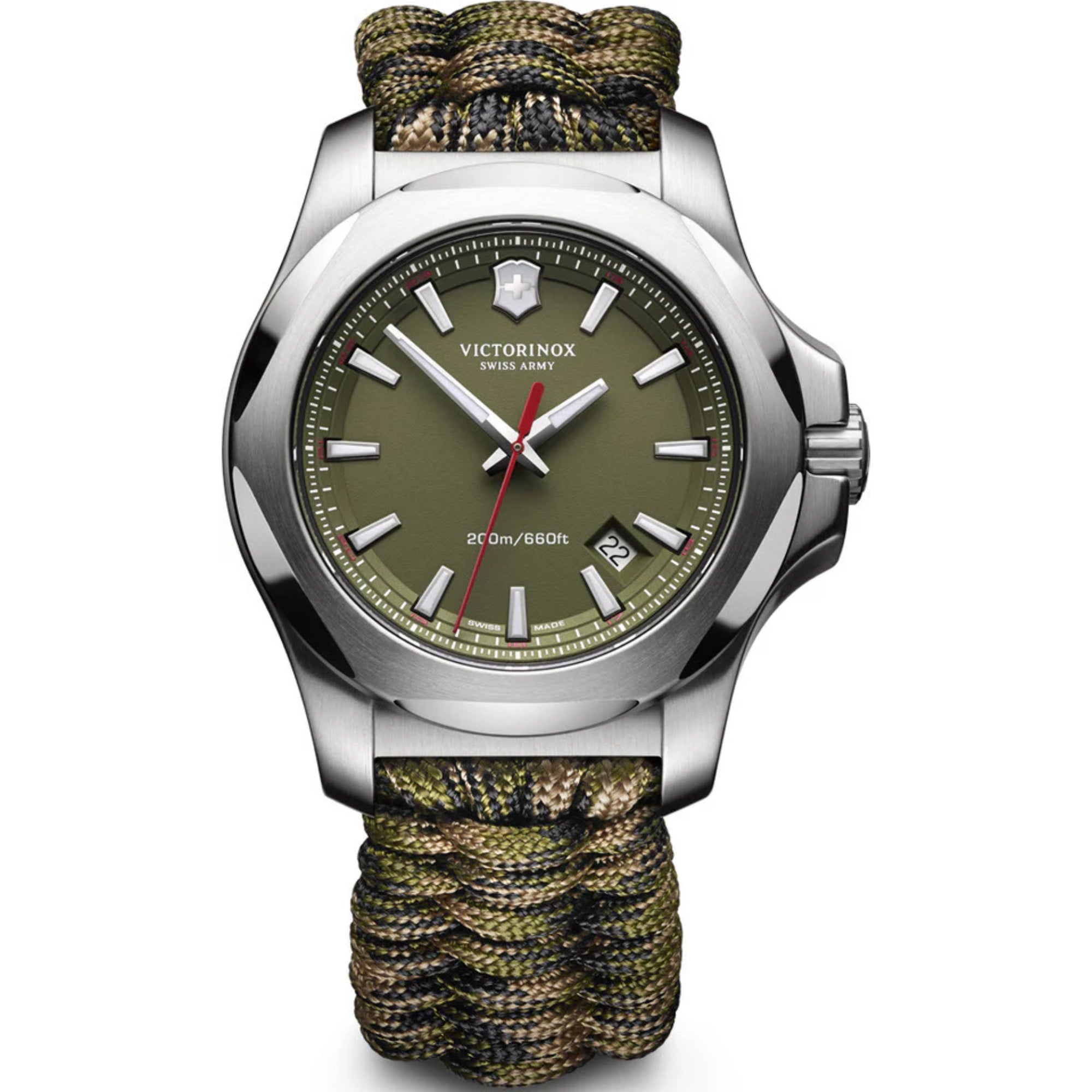 Victorinox I.N.O.X Special Survival Paracord Green Strap Stainless Steel Case Men's Watch 241727.1