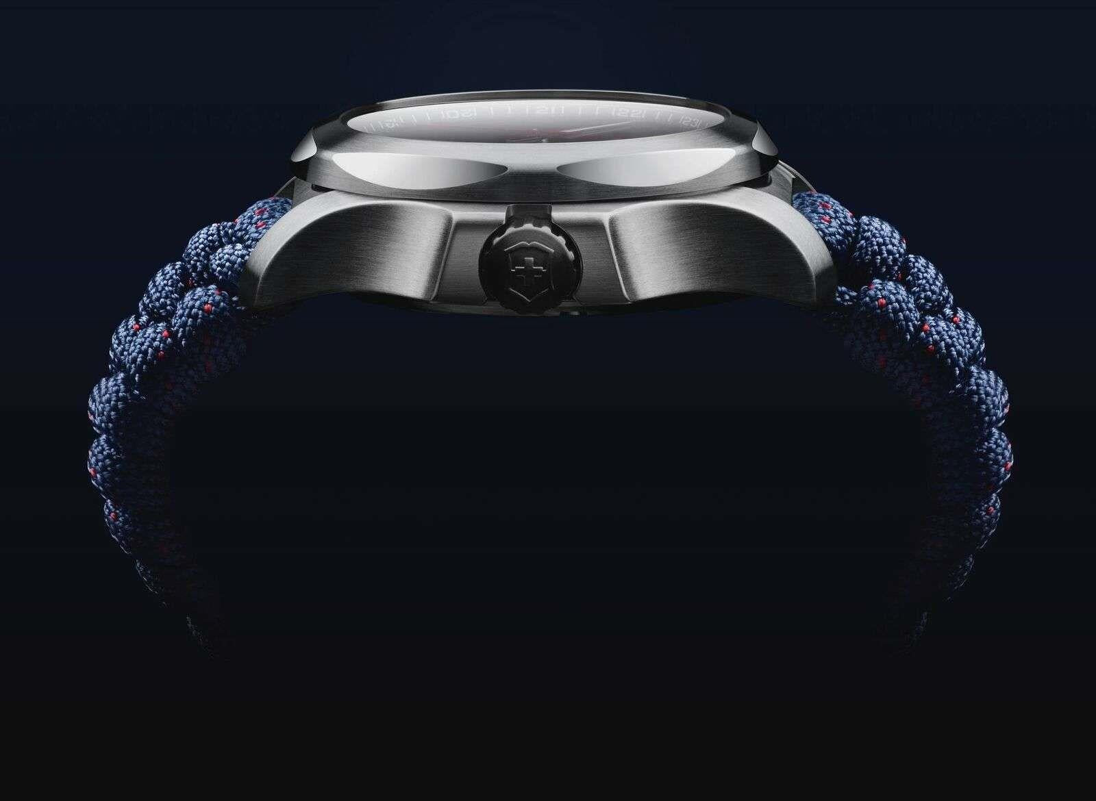 Victorinox I.N.O.X V Blue Paracord Silver Stainless Steel Quartz Ladies Watch 241770