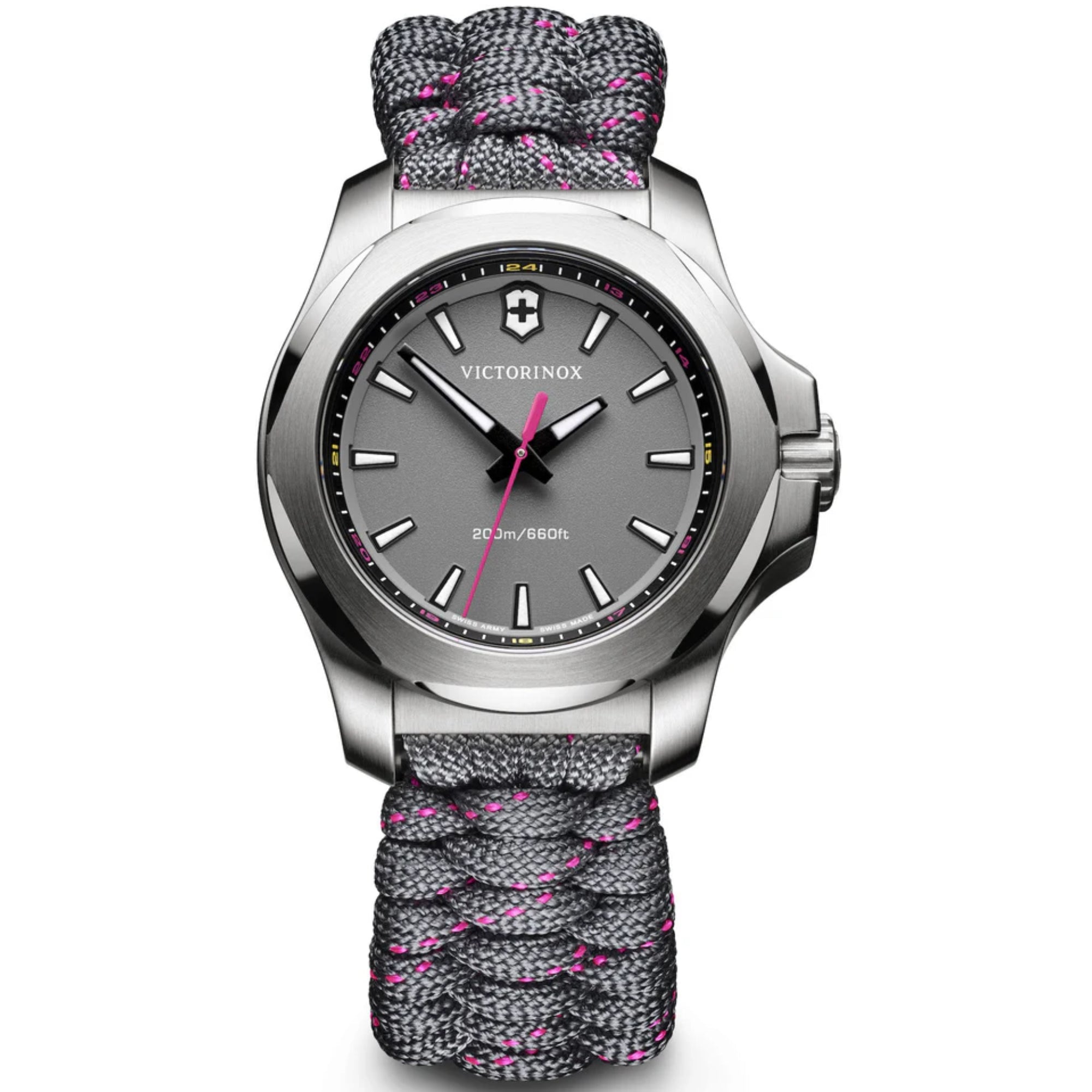 Victorinox I.N.O.X V Grey Paracord Silver Stainless Steel Quartz Ladies Watch 241771