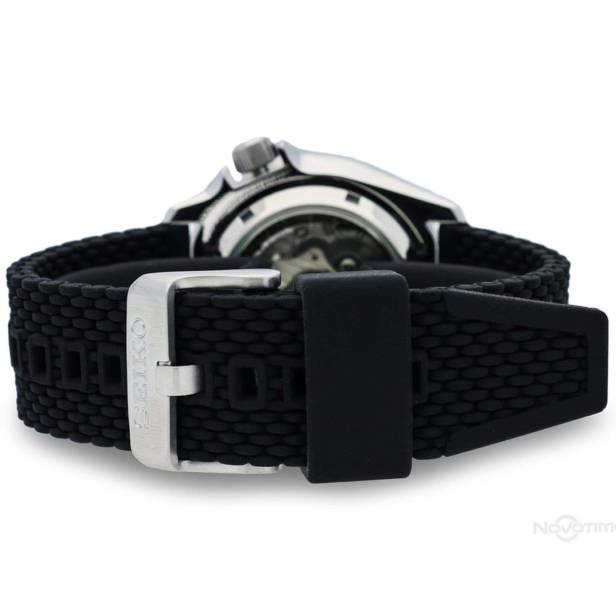 Seiko 5 Sports Automatic Silver Stainless Steel Case Black Silicone Strap Men's Watch SRPD73K2