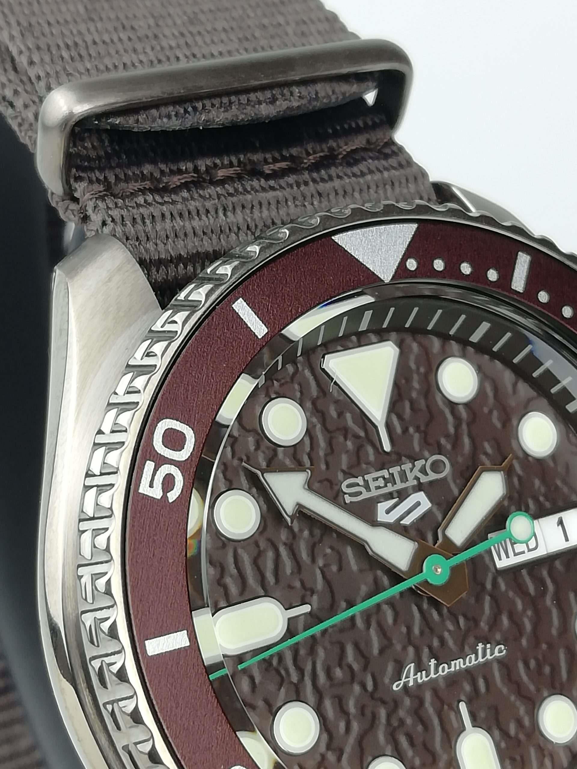 Seiko 5 Sports Stainless Steel Case Brown Canvas Strap Automatic Men's Watch SRPD85K1